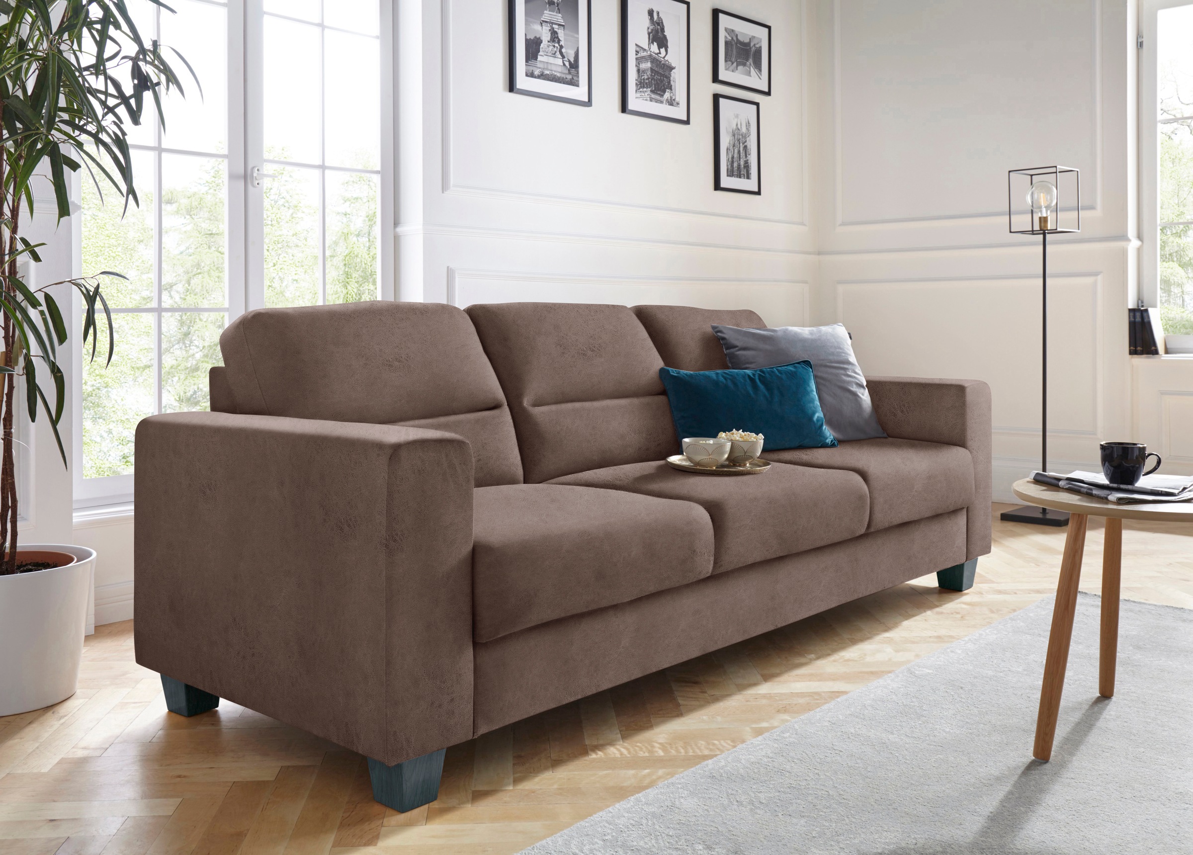 TRENDMANUFAKTUR 3-Sitzer »Chamber mit hohem Sitzkomfort«, in zeitloser Optik, Kopfstützen optional bestellbar