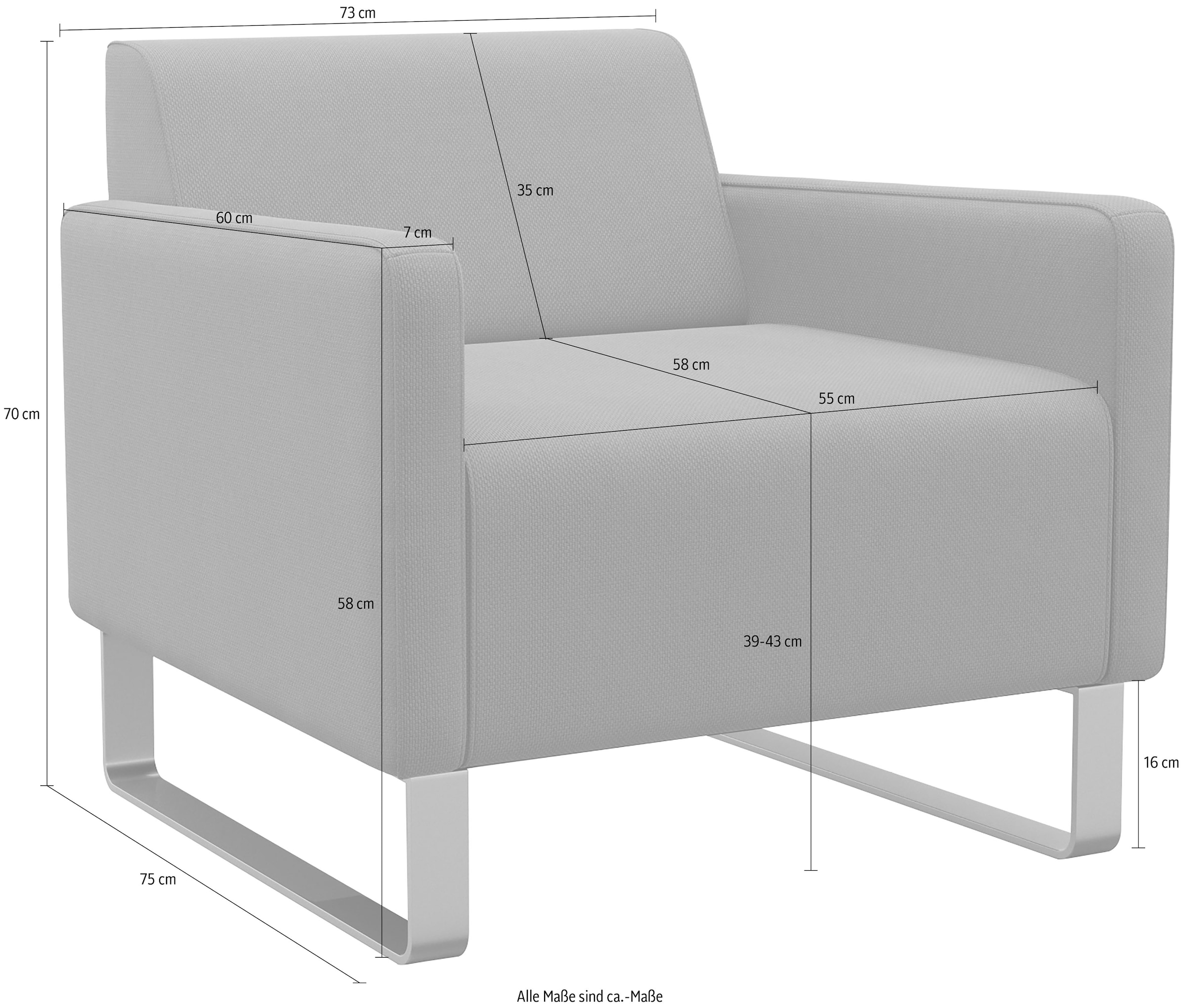 machalke® Sessel »single«, Ledersessel mit Metallkufen