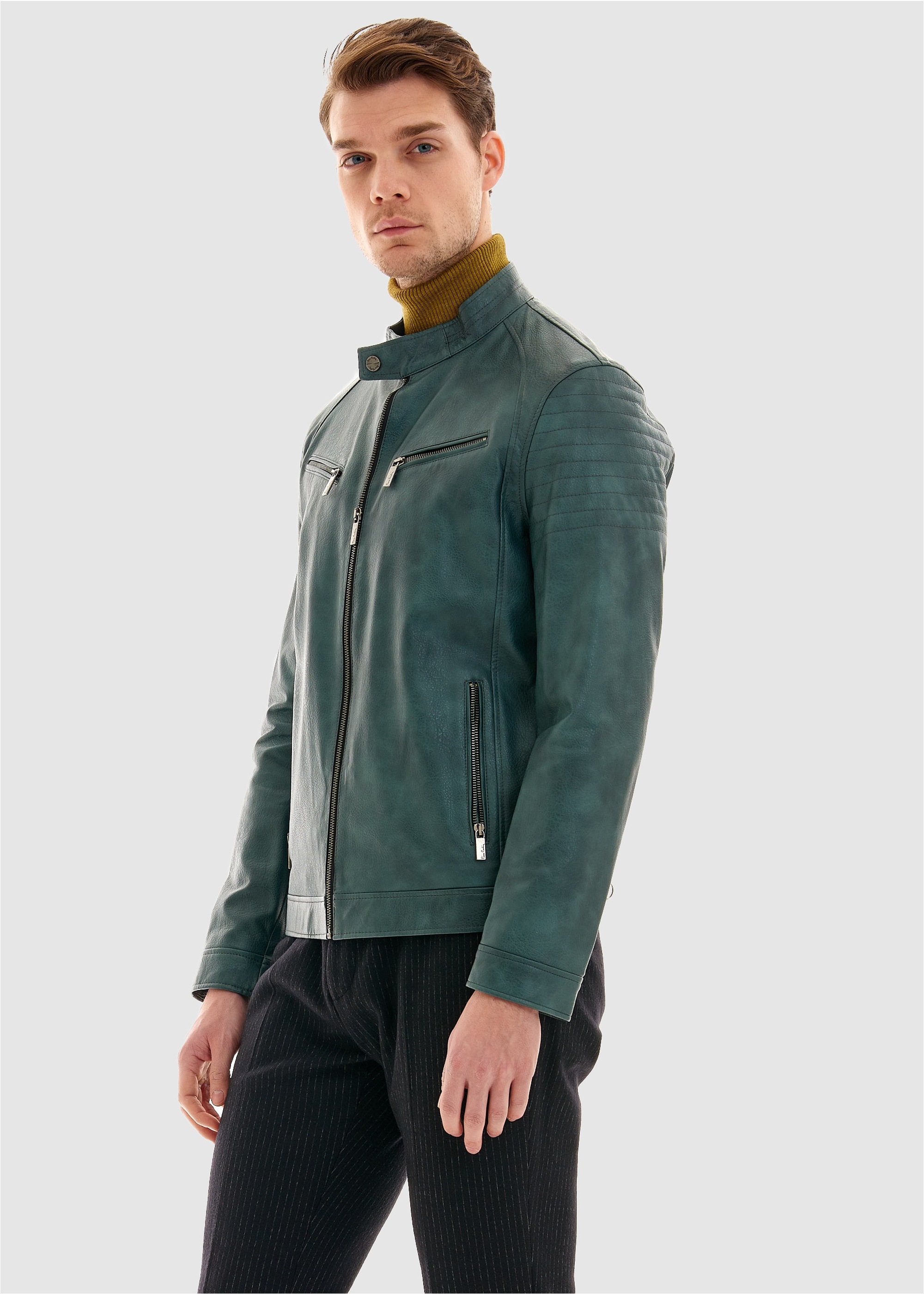 Pierre Cardin Lederimitatjacke, im angesagten Biker-Stil günstig online kaufen