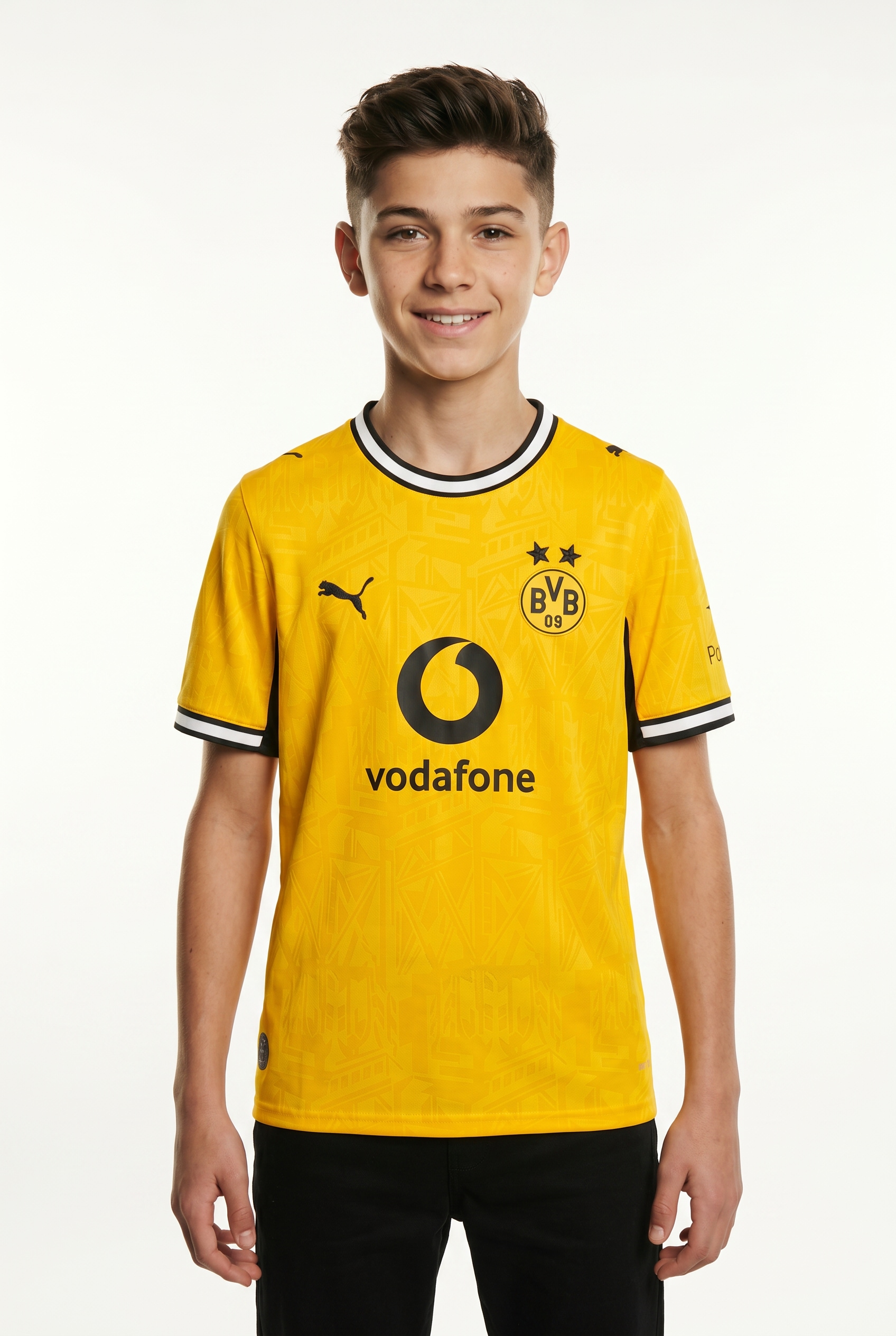 PUMA Fußballtrikot "BVB HOME JERSEY REPLICA JR" für Jugendliche, mit Print-Applikationen, atmungsaktiv