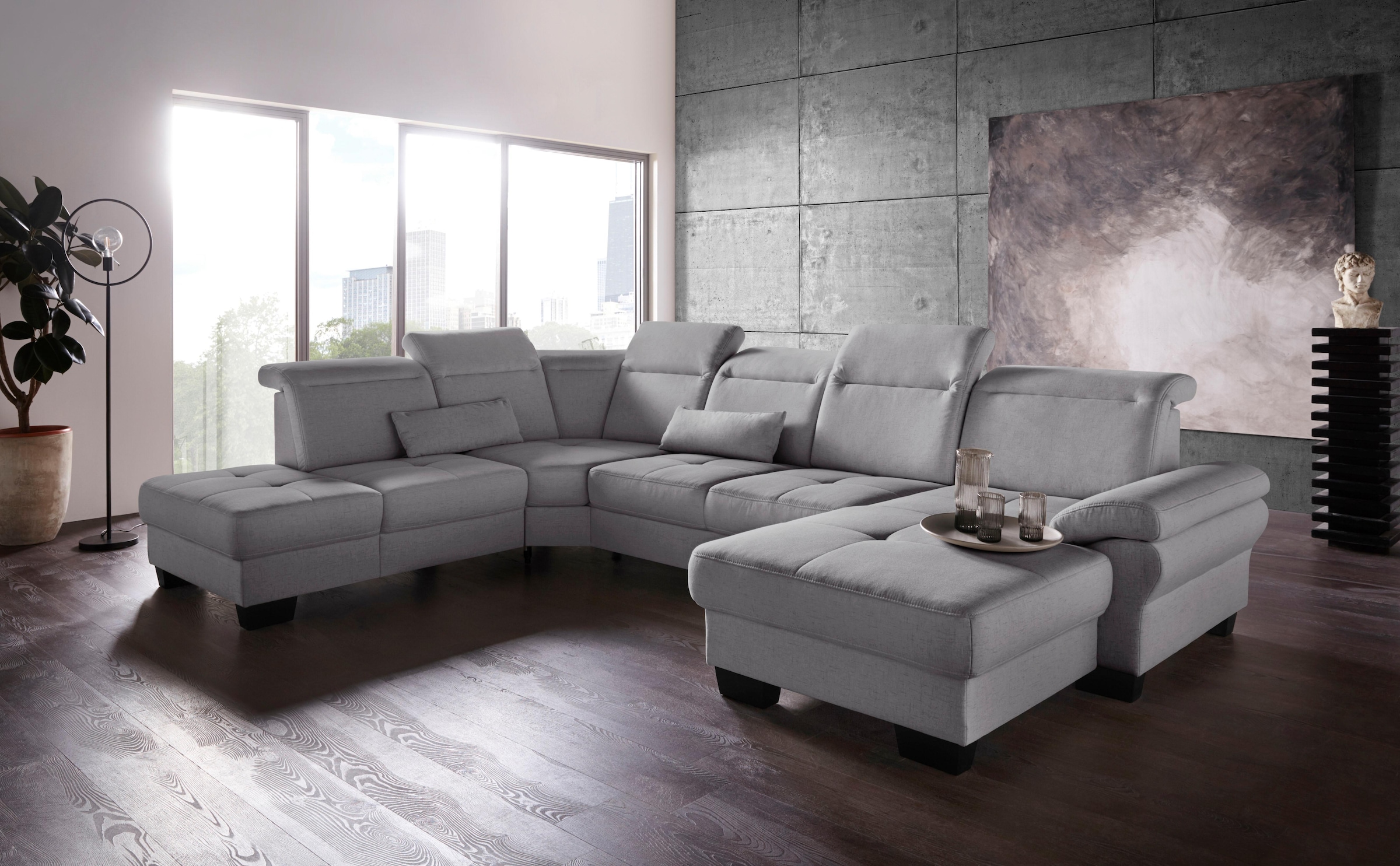 Home affaire Wohnlandschaft "Cornwall U-Form" inkl. Sitztiefenverstellung, günstig online kaufen