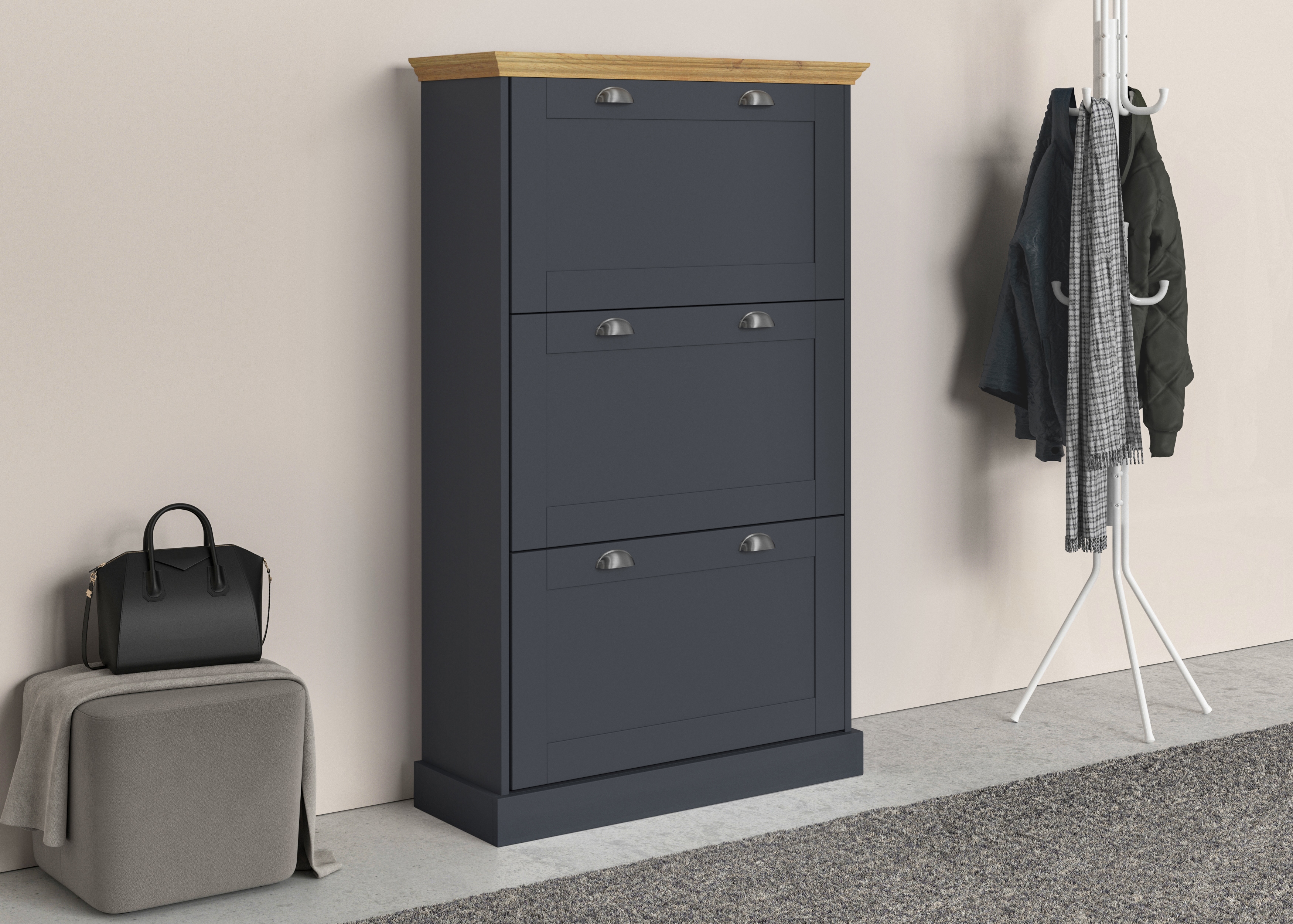 OTTO home Schuhschrank "Motala" mit 3 Klappen, Platz für 18-20 paar Schuhe, Breite 80 cm, Höhe 132 cm