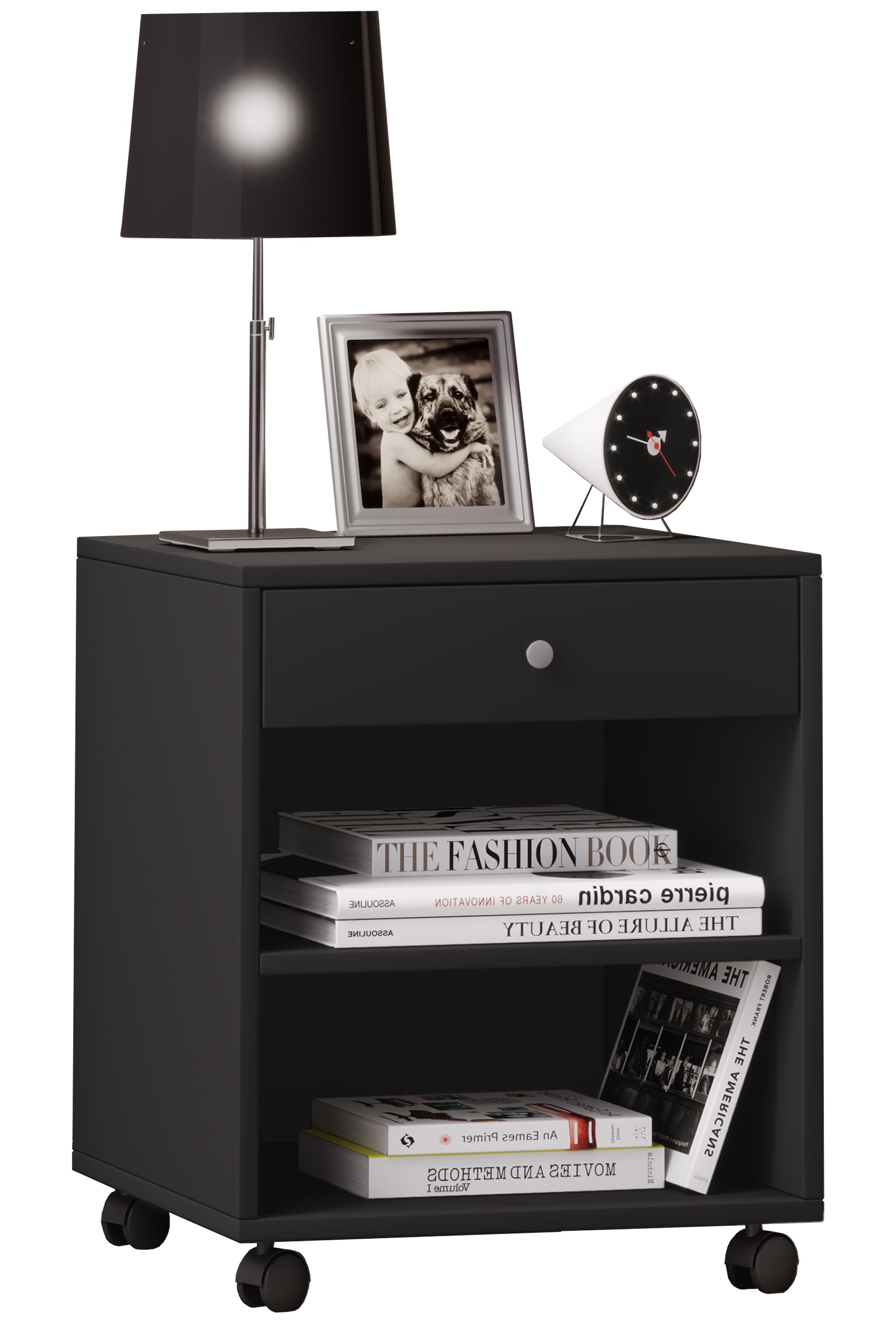 Nachttisch VCMschwarz, Schlafzimmer, Sideboards, "Holz Nachttisch Schrank Rolda Schublade Rollen"