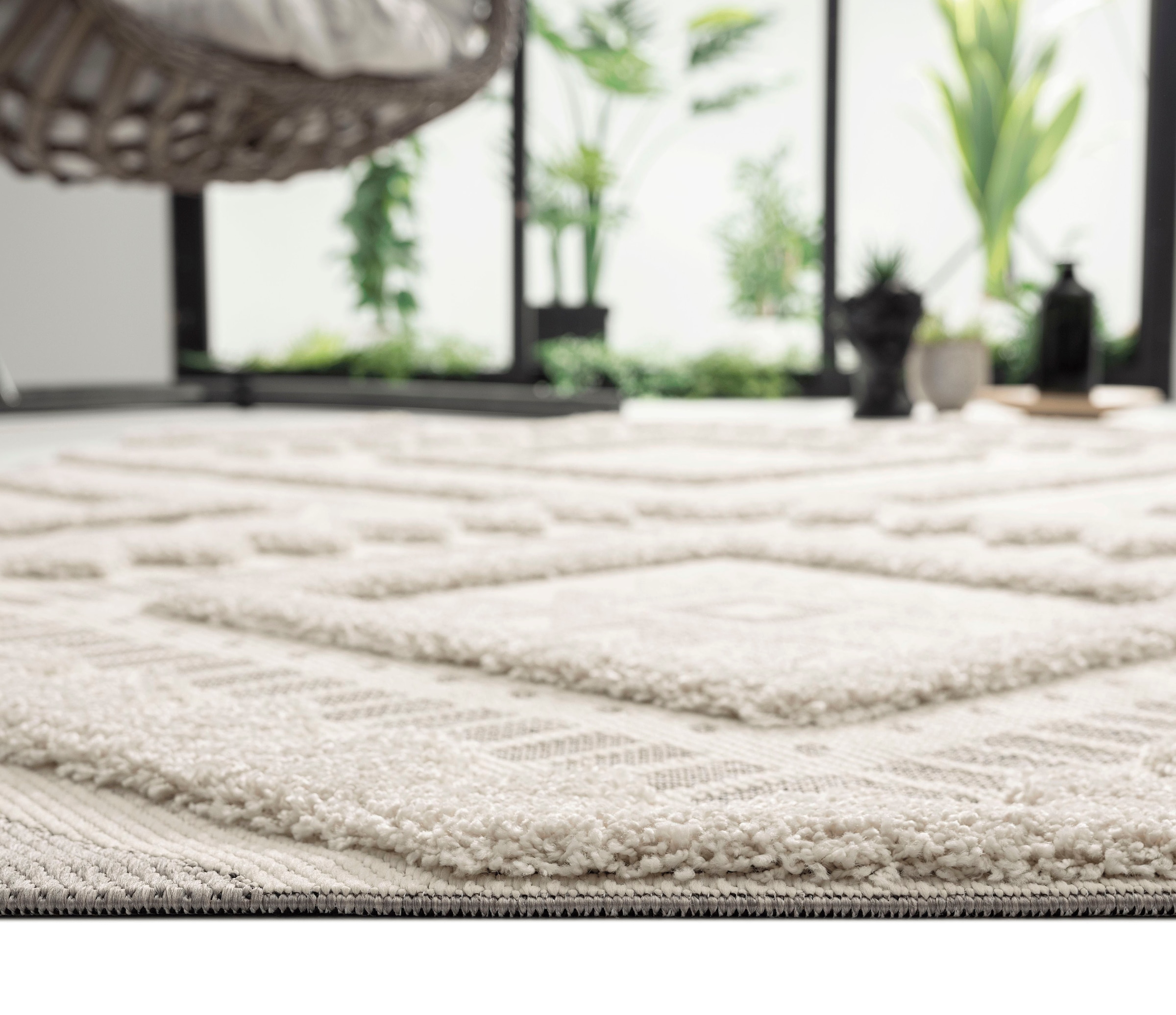 merinos Teppich »Kayra 54062«, rechteckig, Hoch Tief Struktur, Boho Style,  Scandic, In- Outdoor geeignet | BAUR