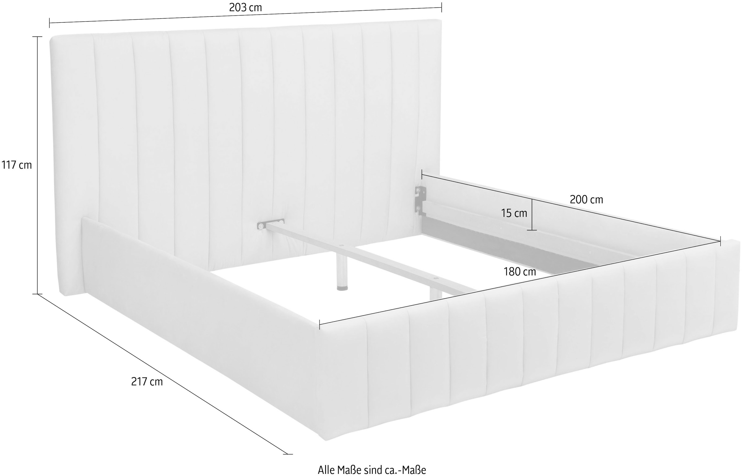 INOSIGN Polsterbett »Effy erhältlich in der Breite 180x200cm«, wahlweise mit Lattenrost und King-Matratze (28cm)