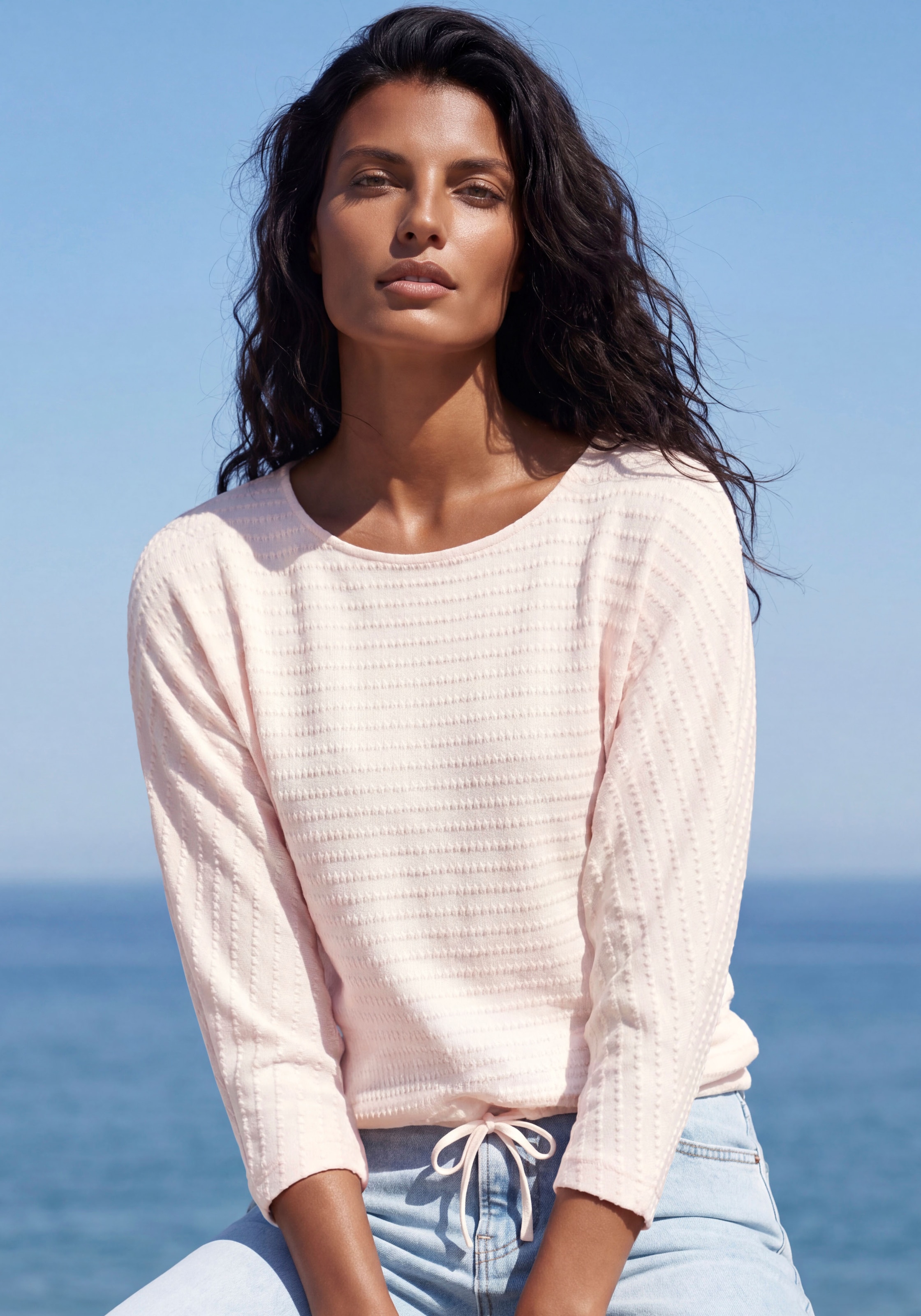 Vivance Langarmshirt "mit Streifenstruktur" mit leichter Transparenz