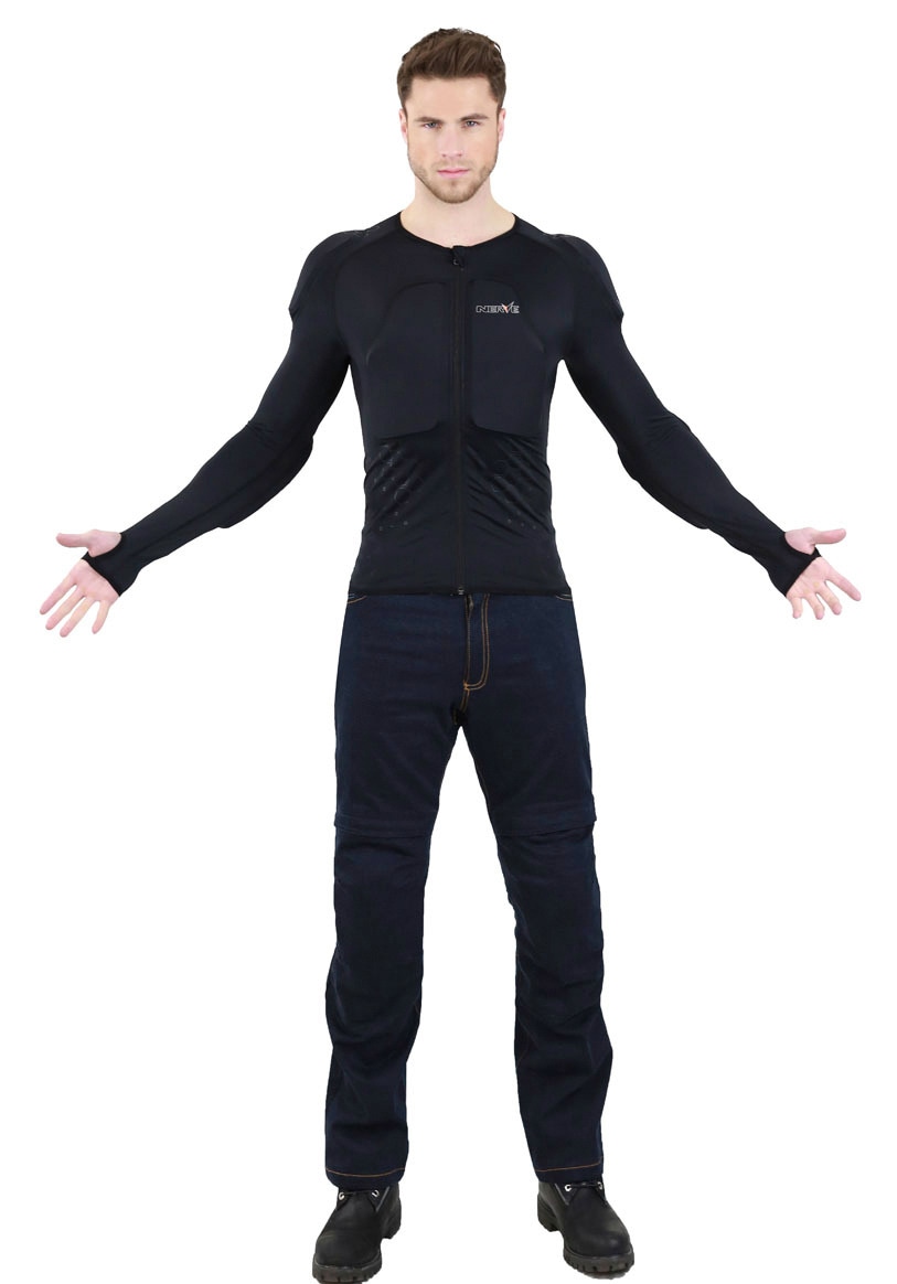 NERVE Motorradjacke "Armorgel" körpernahe Passform, mit Reißverschluss, mit Sicherheitsstreifen