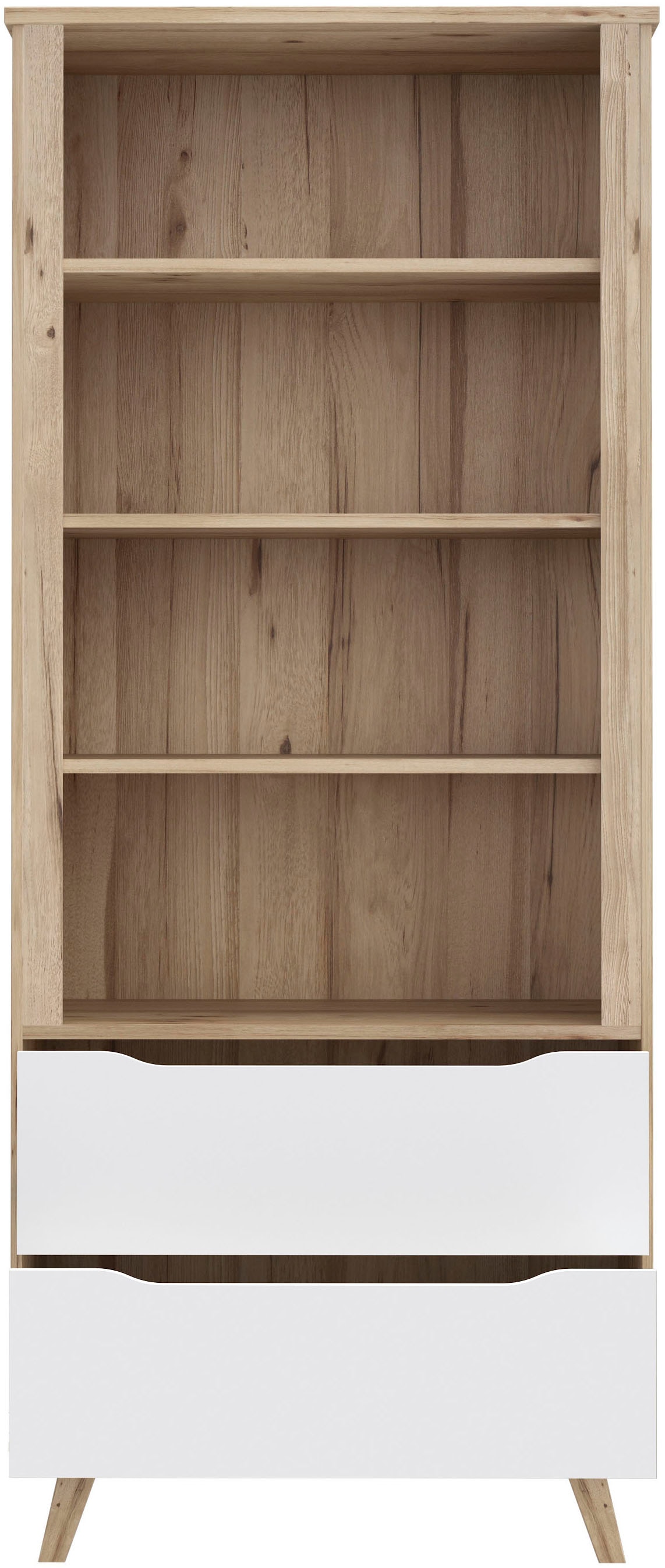 FORTE Wandregal »Vankka Regal 2 Schubkästen« B/H/T 84,7/201,5/41,7 cm,  Regal, Holzfüße, Einlegeböden variabel , 2 Schubkästen