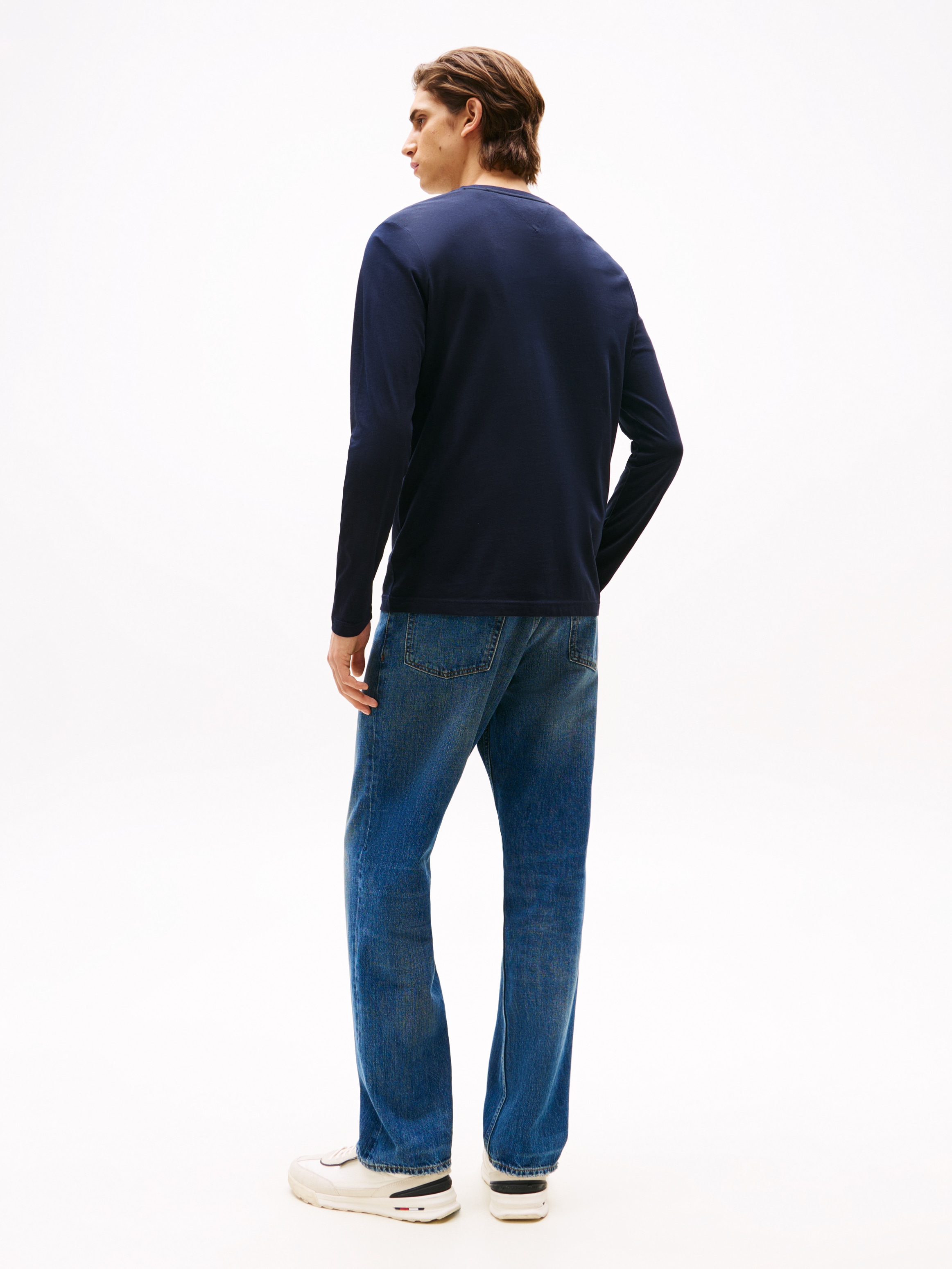Tommy Hilfiger Longsleeve »HILFIGER STACK LS TEE«, Kontrastfarbener Print auf der Brust