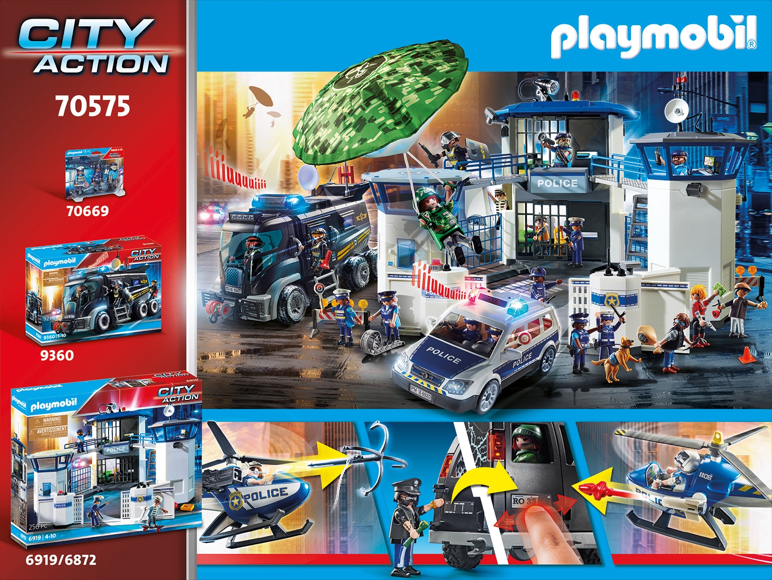 Playmobil® Konstruktions-Spielset »Polizei-Helikopter: Verfolgung des Fluchtfahrzeugs (70575)«, (124 St.), City Action