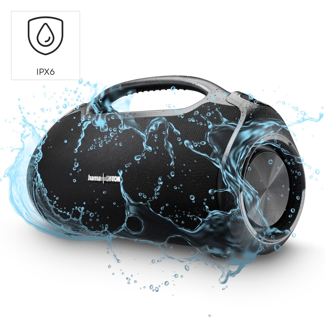 HAMA Bluetooth-Lautsprecher "Bluetooth-Lautsprecher groß 120W (Musikbox wasserfest IPX6, PowerPack)", schwarz, B:46,5cm H:25,4cm T:19,2cm, Lautsprecher, Outdoor, tragbar, App-Steuerung, 24h Akku, kabellos, Ladefunktion 2