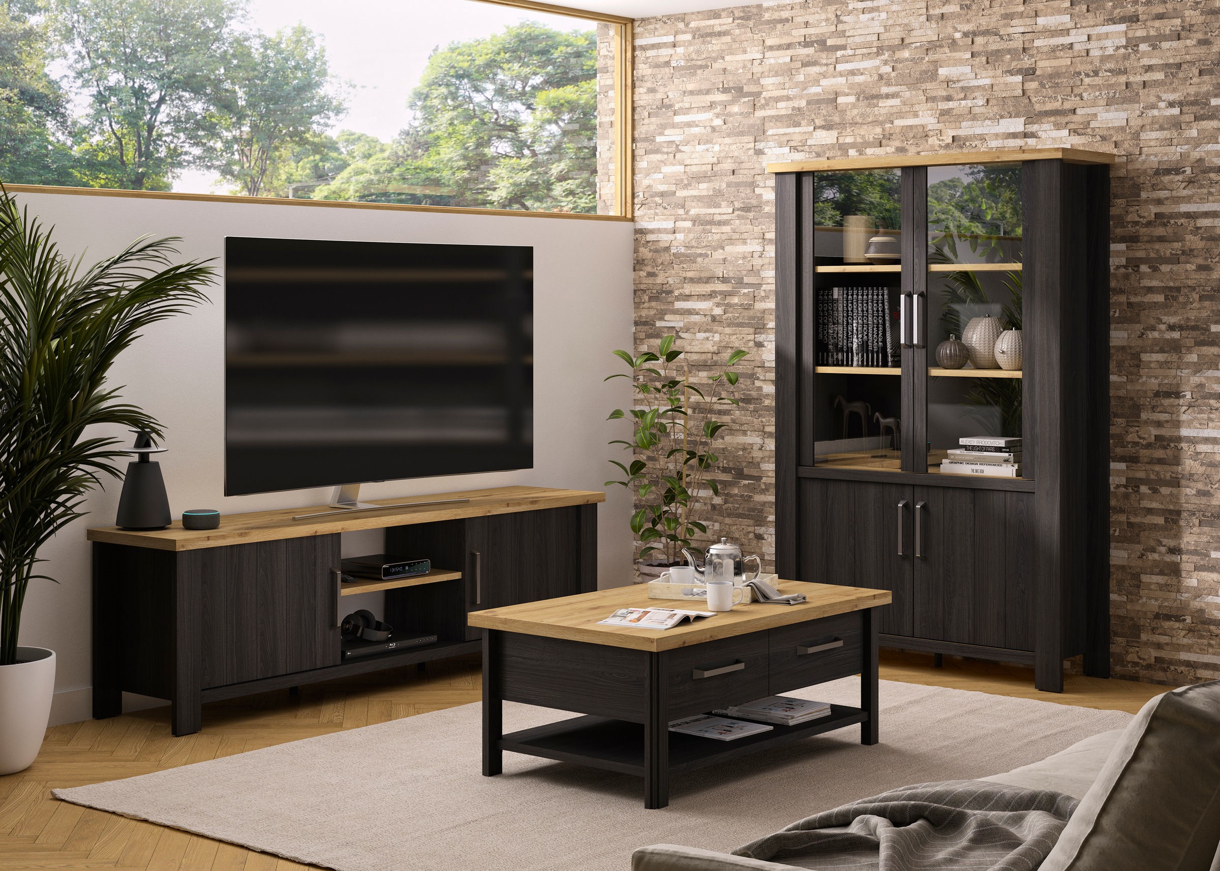 Gami Vitrine "Sequoia" 1 Stk. tlg. Wohnzimmer-Programm in Landhaus- und Ind günstig online kaufen