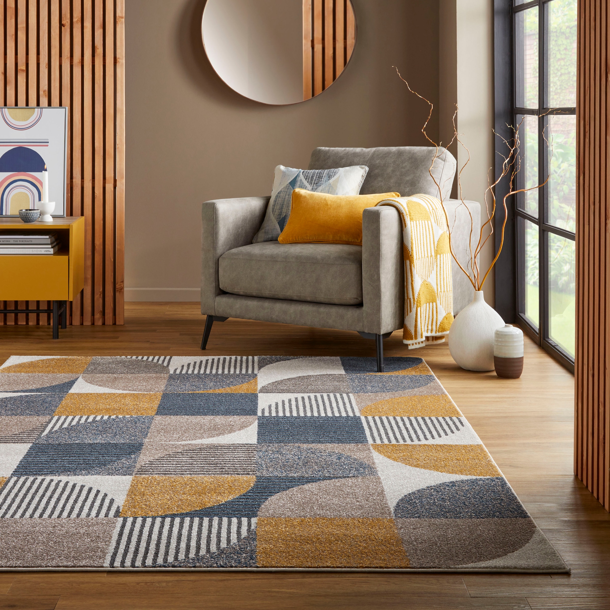 FLAIR RUGS Teppich »Retro Geo«, rechteckig, fußbodenheizungsgeeignet,  geometrisches Muster, Streifen bestellen | BAUR | Kurzflor-Teppiche