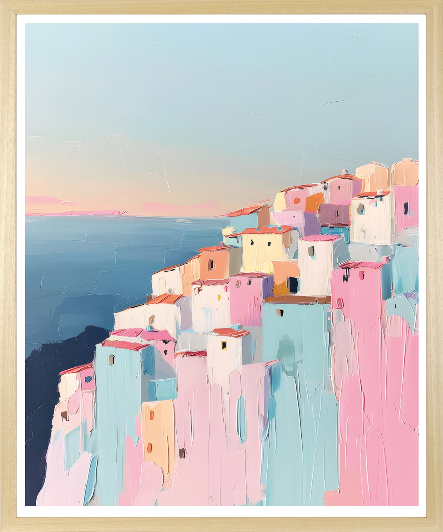 queence Bild mit Rahmen "Häuser am Meer" Elemente der Architektur  Fenster günstig online kaufen
