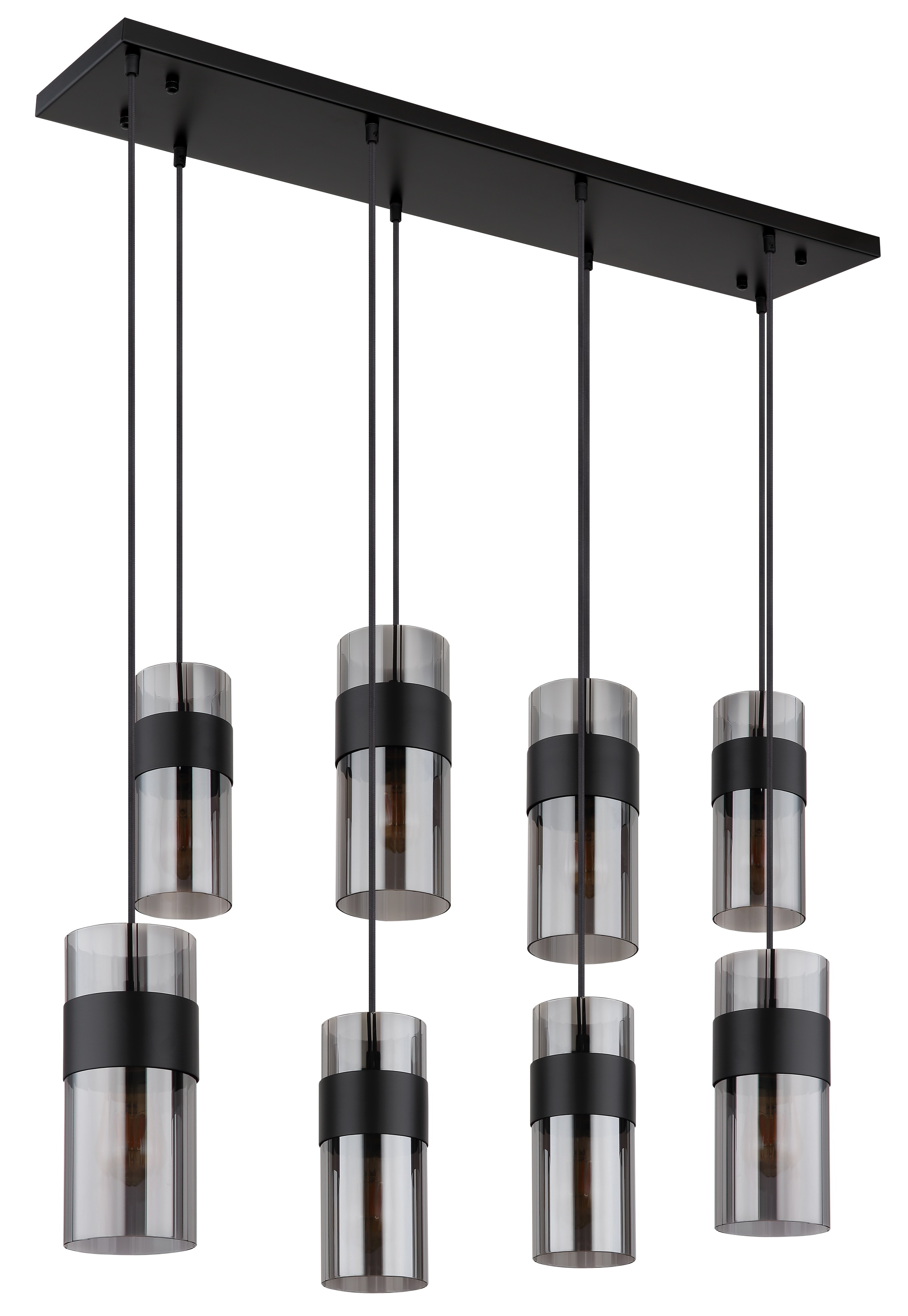 GLOBO LIGHTING Hängeleuchte »SCARFINA« E27 1 Stk. Schwarze Hängeleuchte mit Rauchglas, höhenverstellbar, 8x E27
