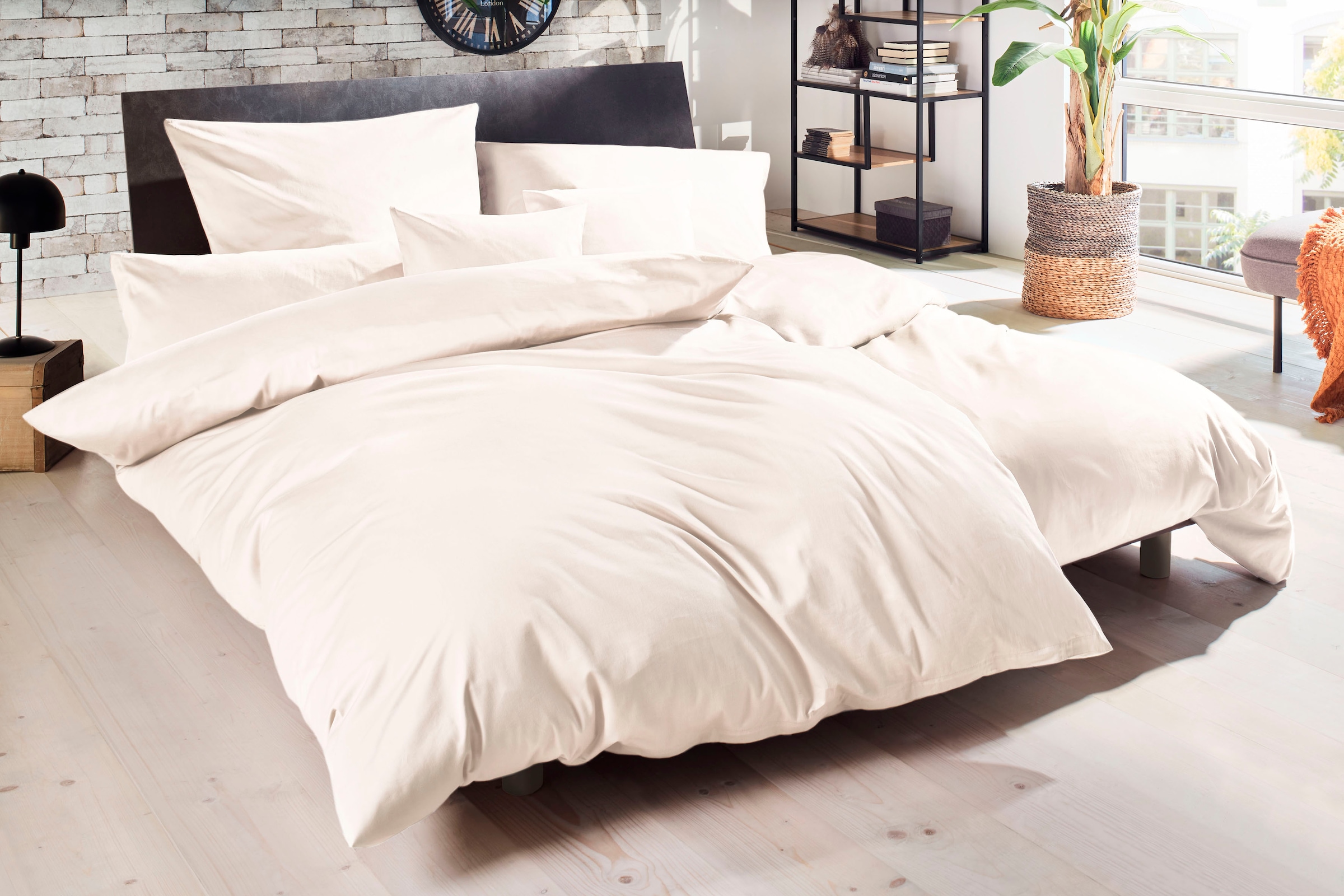 Primera Bettwäsche »Uni Luxus-Satin in Gr. 135x200, 155x220 oder 200x200 cm«, Bettwäsche aus Baumwolle, unifarbene Bettwäsche mit Reißverschluss
