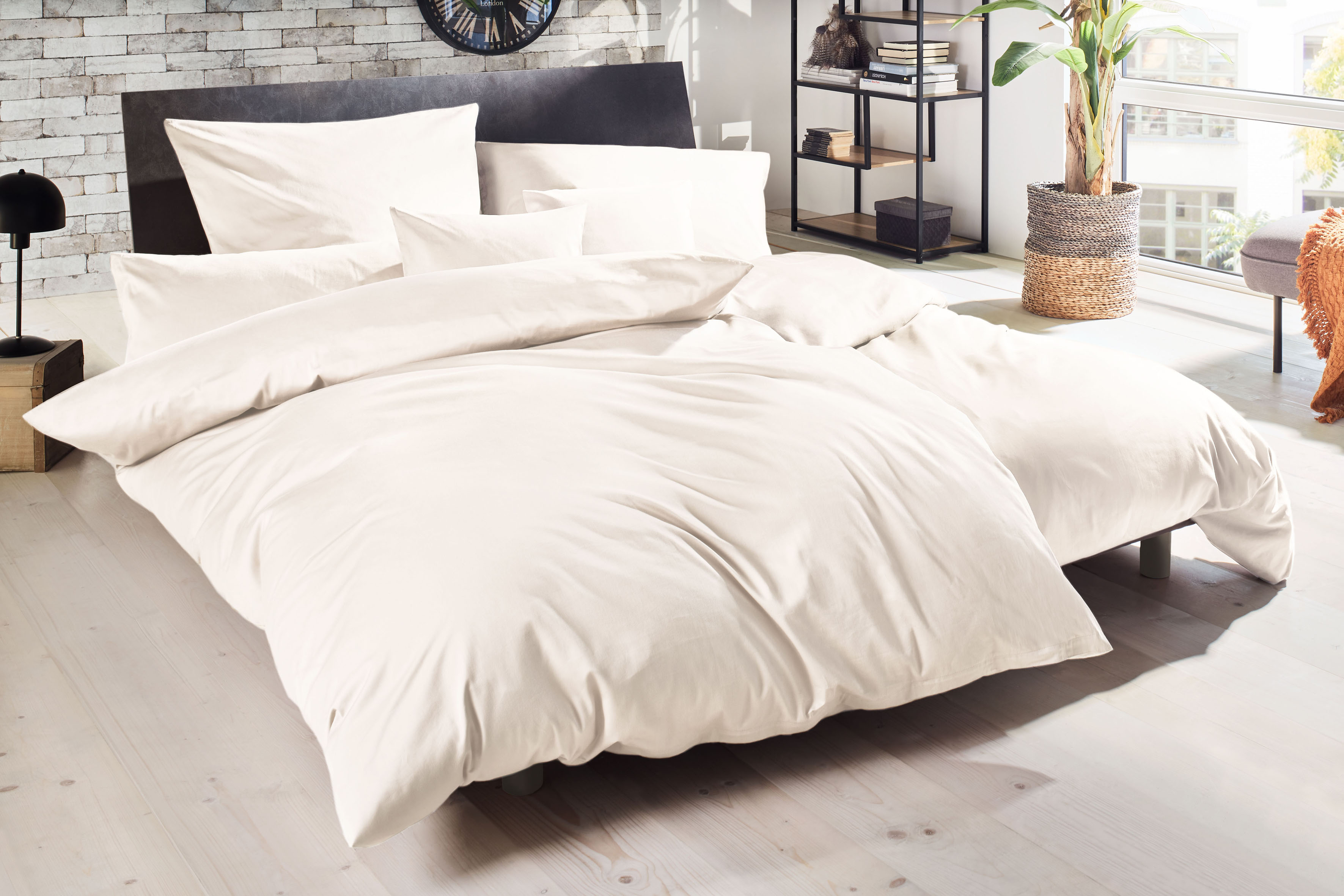 Primera Bettwäsche "Uni Luxus-Satin in Gr. 135x200, 155x220 oder 200x200 cm" 3 Stk. Bettwäsche aus Baumwolle, unifarbene Bettwäsche mit Reißverschluss