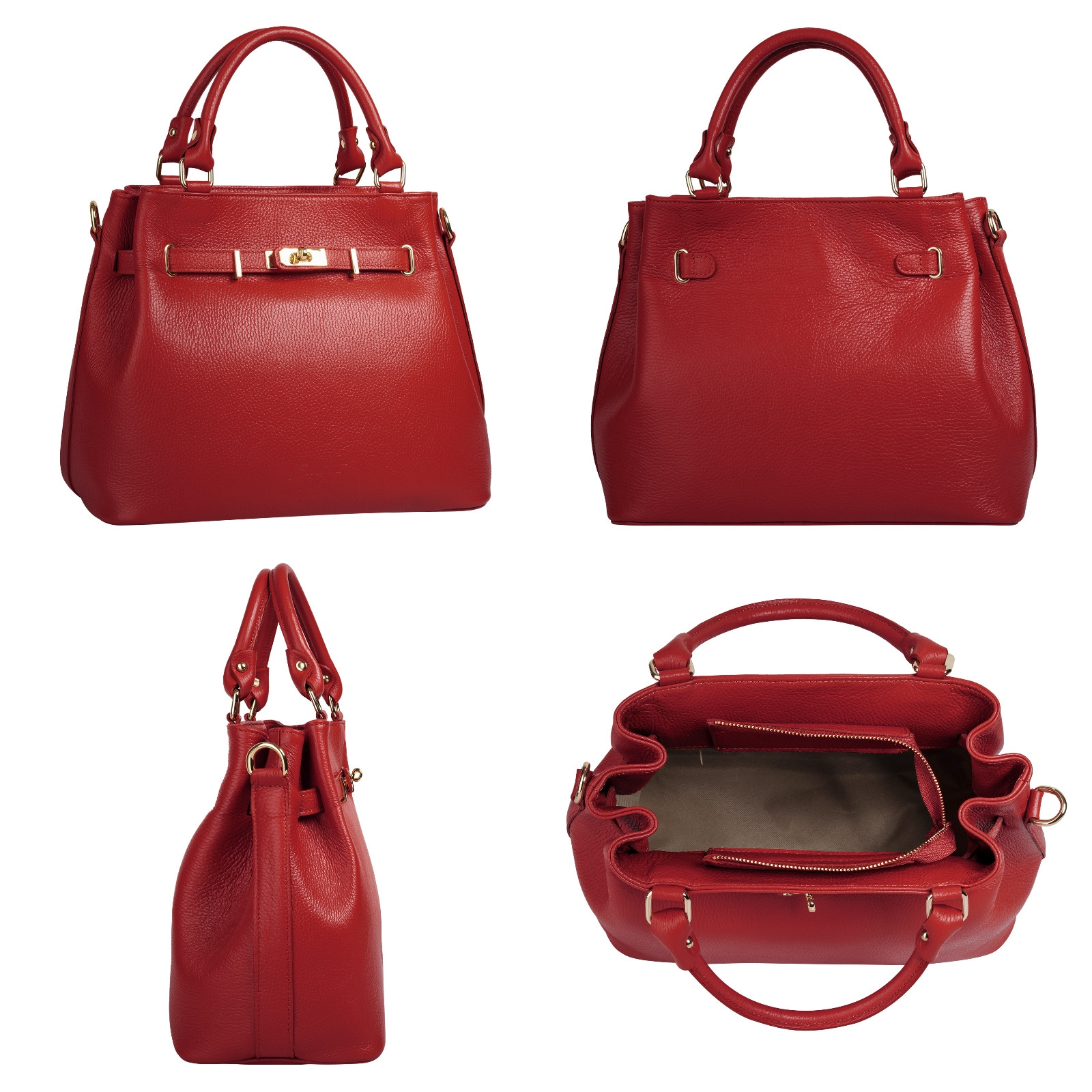 Samantha Look Henkeltasche, echt Leder, Made in Italy, geräumige Henkeltasche mit Smartphonefach
