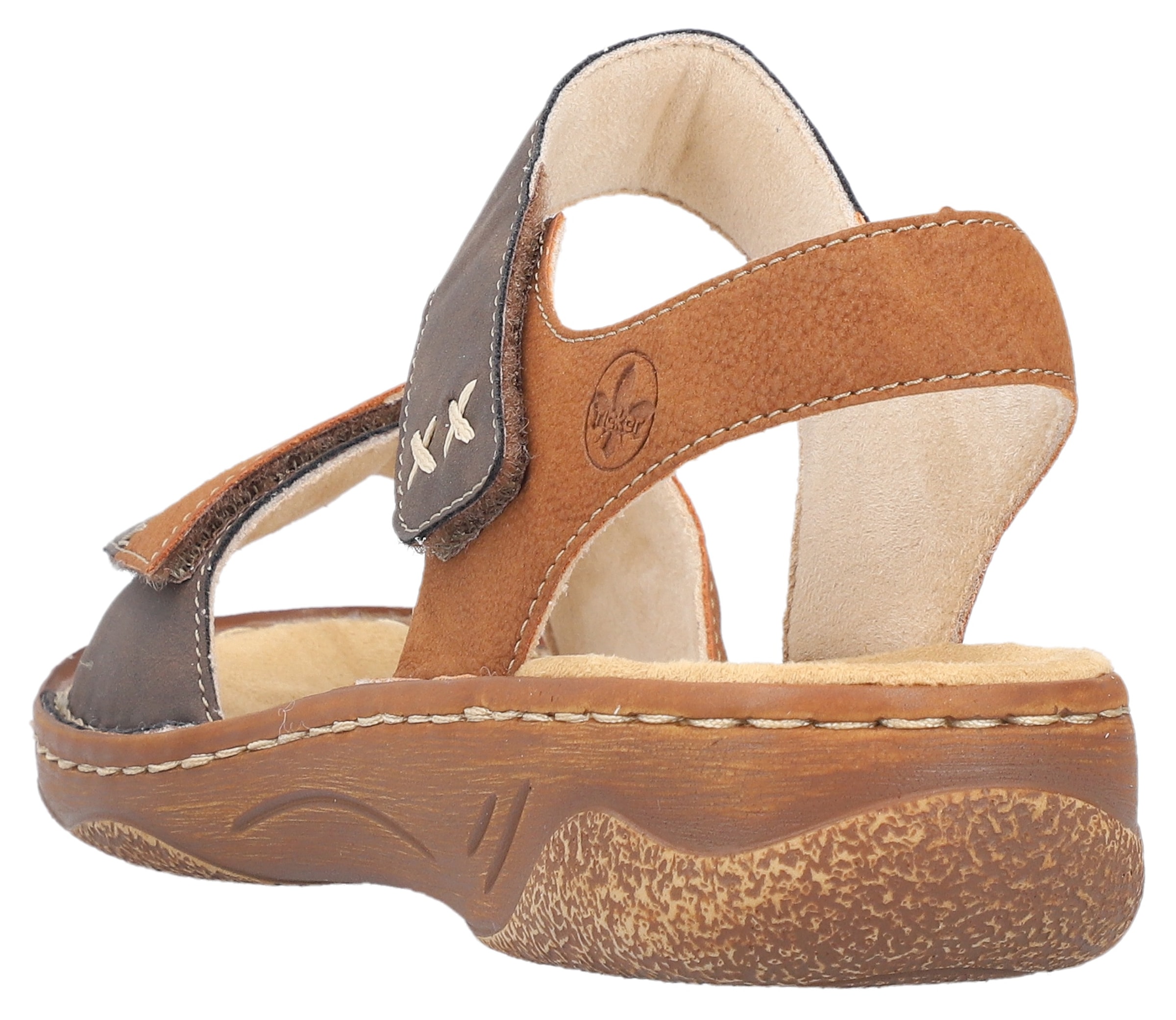 Rieker Sandale, Riemchensandale, Sommerschuh, Sandalette, Klettschuh mit Keilabsatz