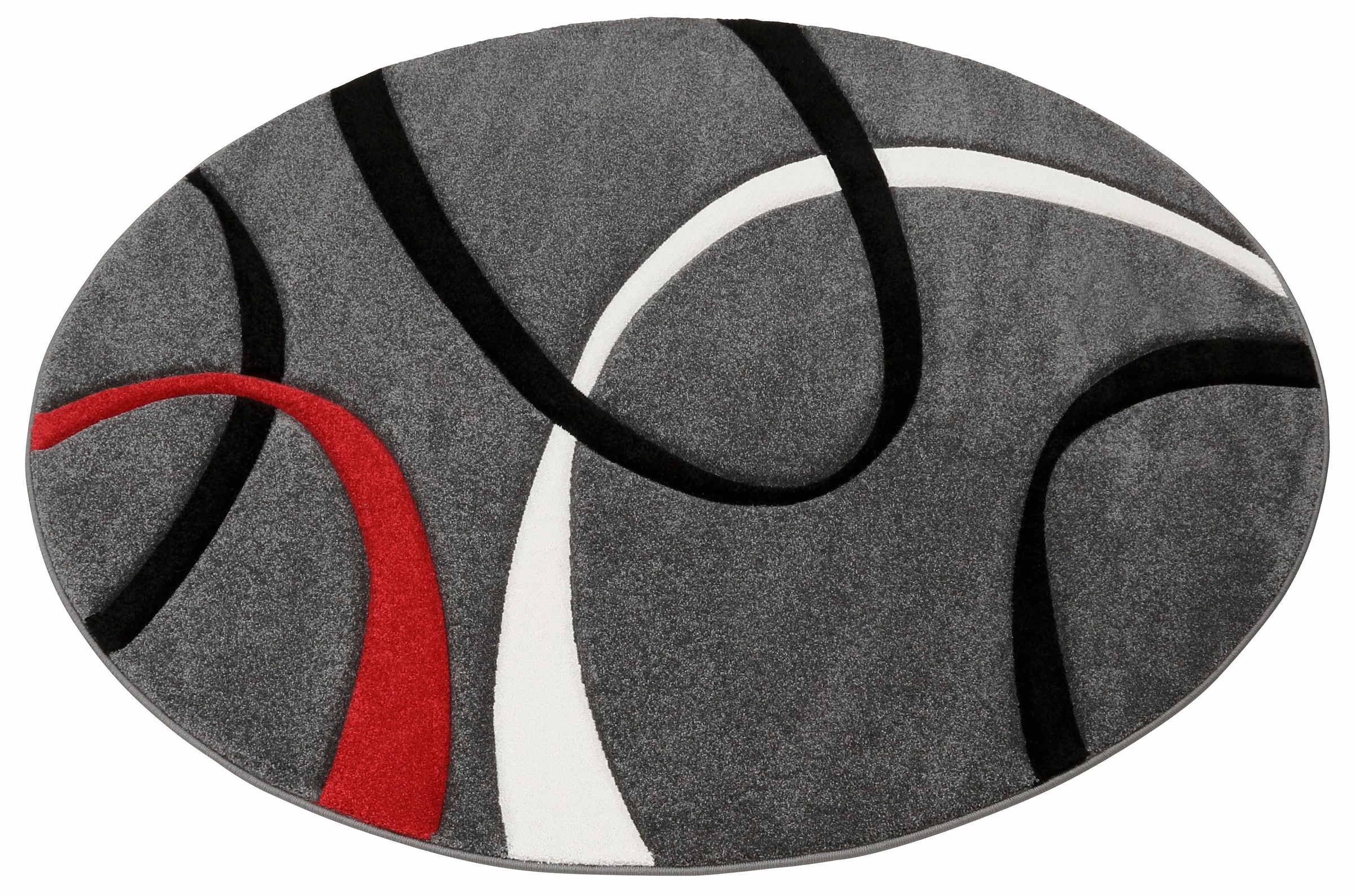 my home Teppich »Bilbao« rund 13 mm Höhe handgearbeiteter Konturenschnitt, Kurzflor, Hoch-Tief, 3D-Design