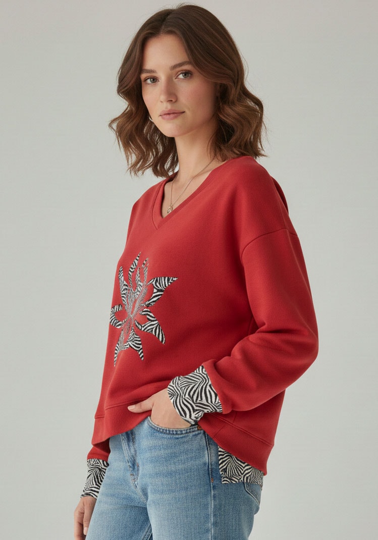 Laura Scott Sweater, mit V-Ausschnitt, langärmlig, hüftlange Schnittform günstig online kaufen