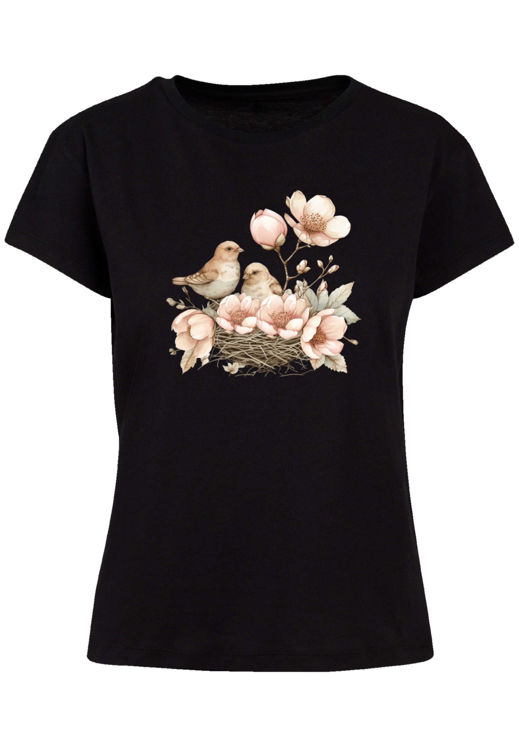 F4NT4STIC T-Shirt »Vogelnest Blumen«, Premium Qualität