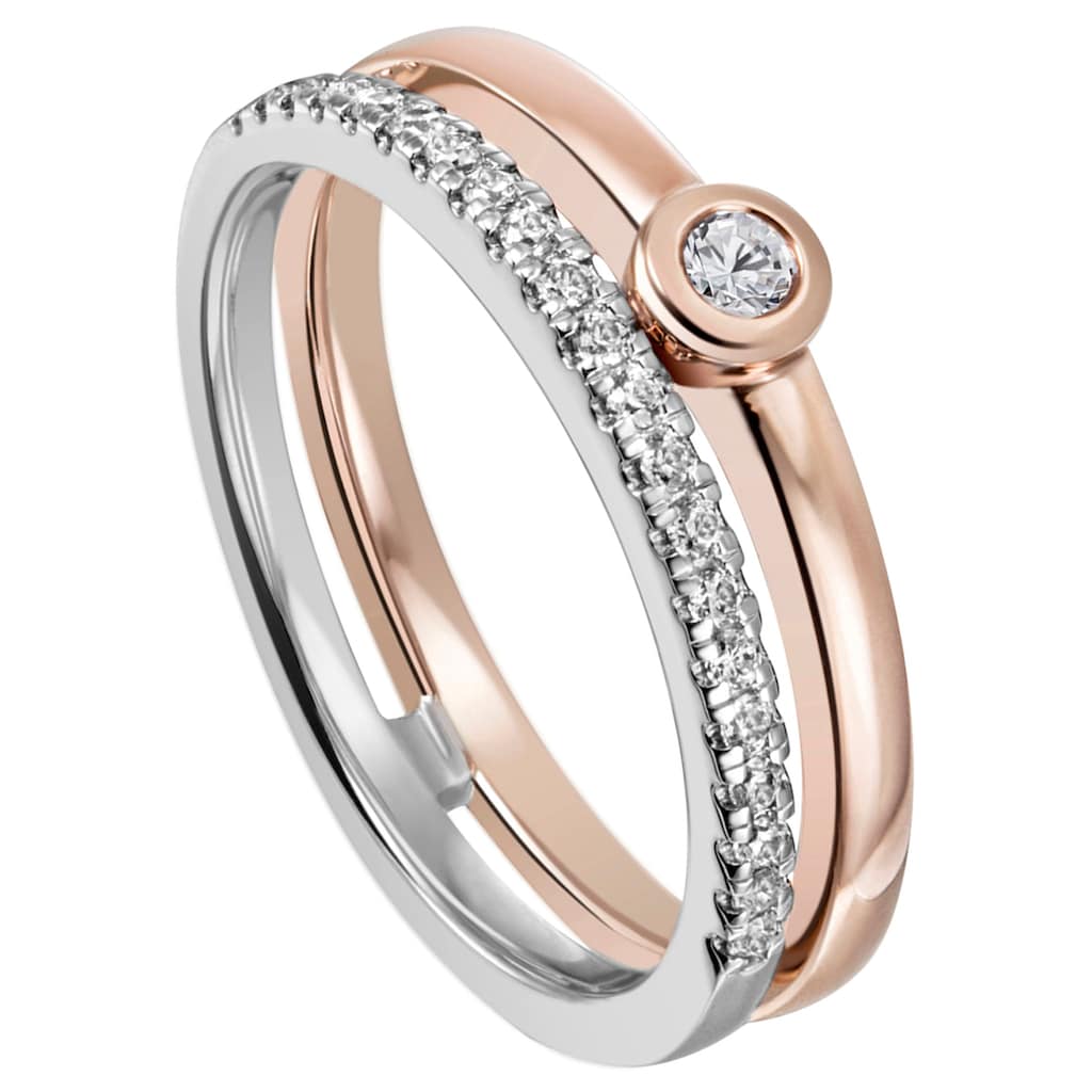 JOBO Fingerring »Ring mit 22 Diamanten« 585 Gold bicolor