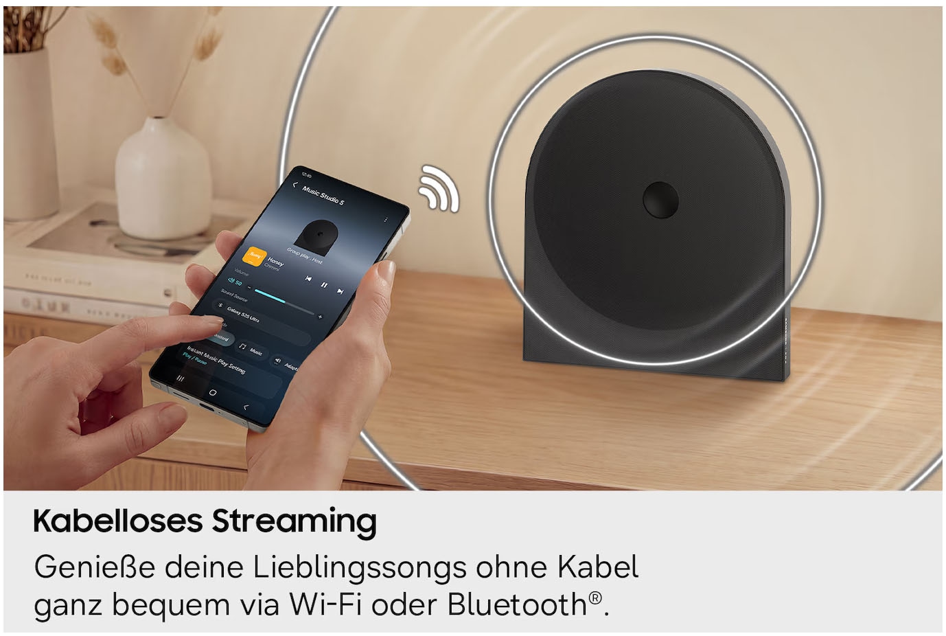 Samsung Bluetooth-Speaker »Music Studio 5 LS50H« 2.0 (Bluetooth | WLAN (WiFi) Bassregelung | Lautstärkeregelung | Nacht Modus | Pairing ) Dolby Atmos, Bouroullec Dot Design, Stereo 24 Bit/96 kHz, AirPlay
