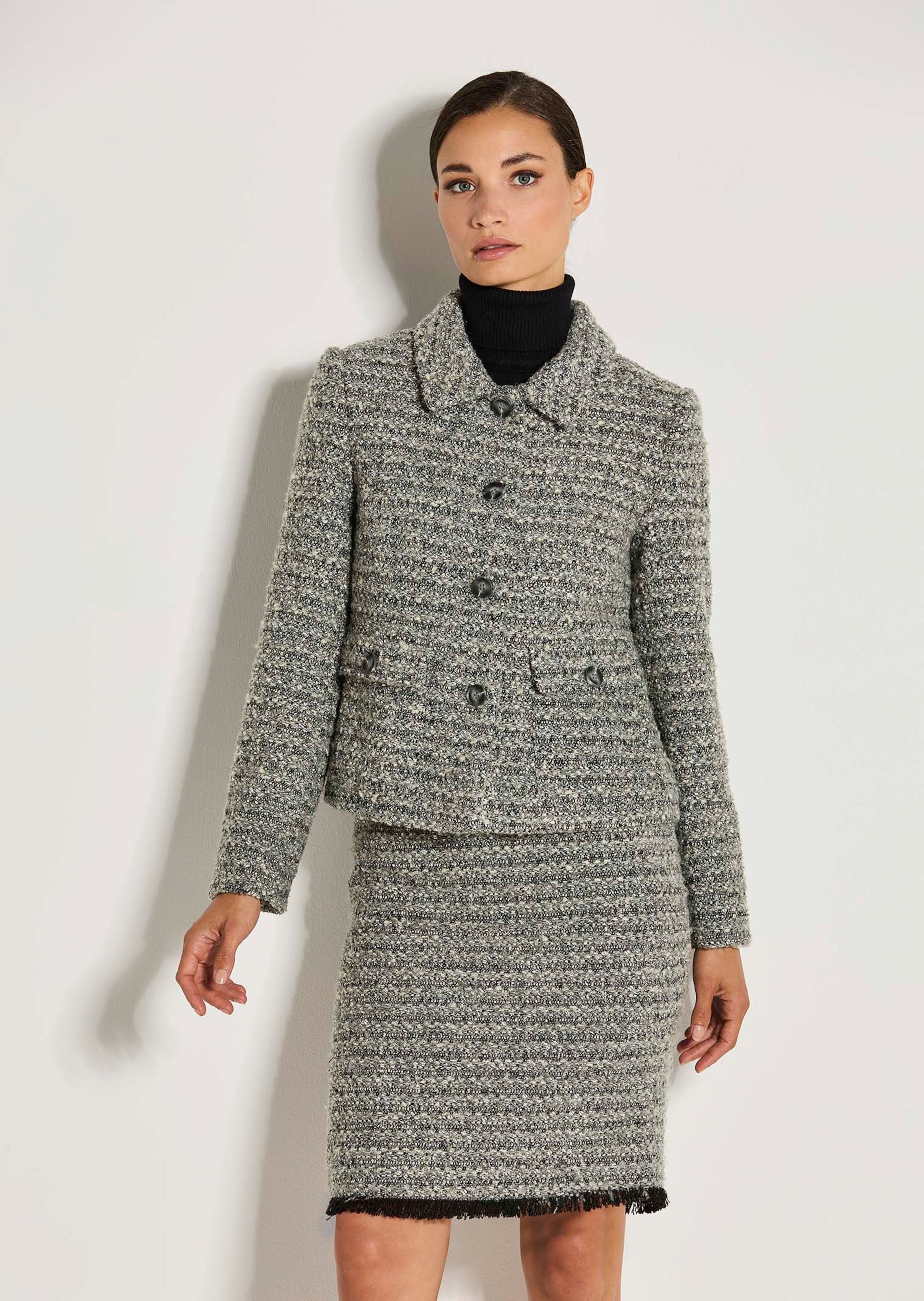 MADELEINE Short Tweed Jacket Women's White/Graphite 44 2