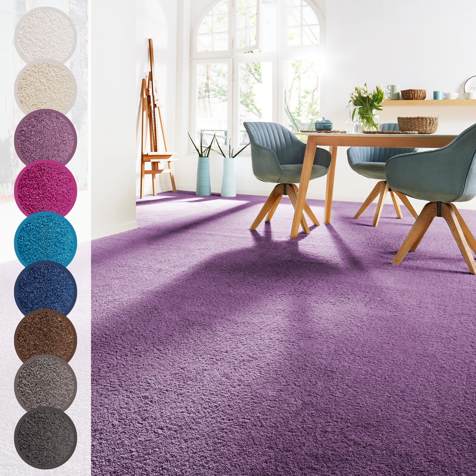 Andiamo Teppichboden "Sophie, Frisee-Velours, Gesamthöhe 12 mm, Luxusklasse LC3" rechteckig Uni Farben, Breite 400 cm oder 500 cm, strapazierfähig & pflegeleicht