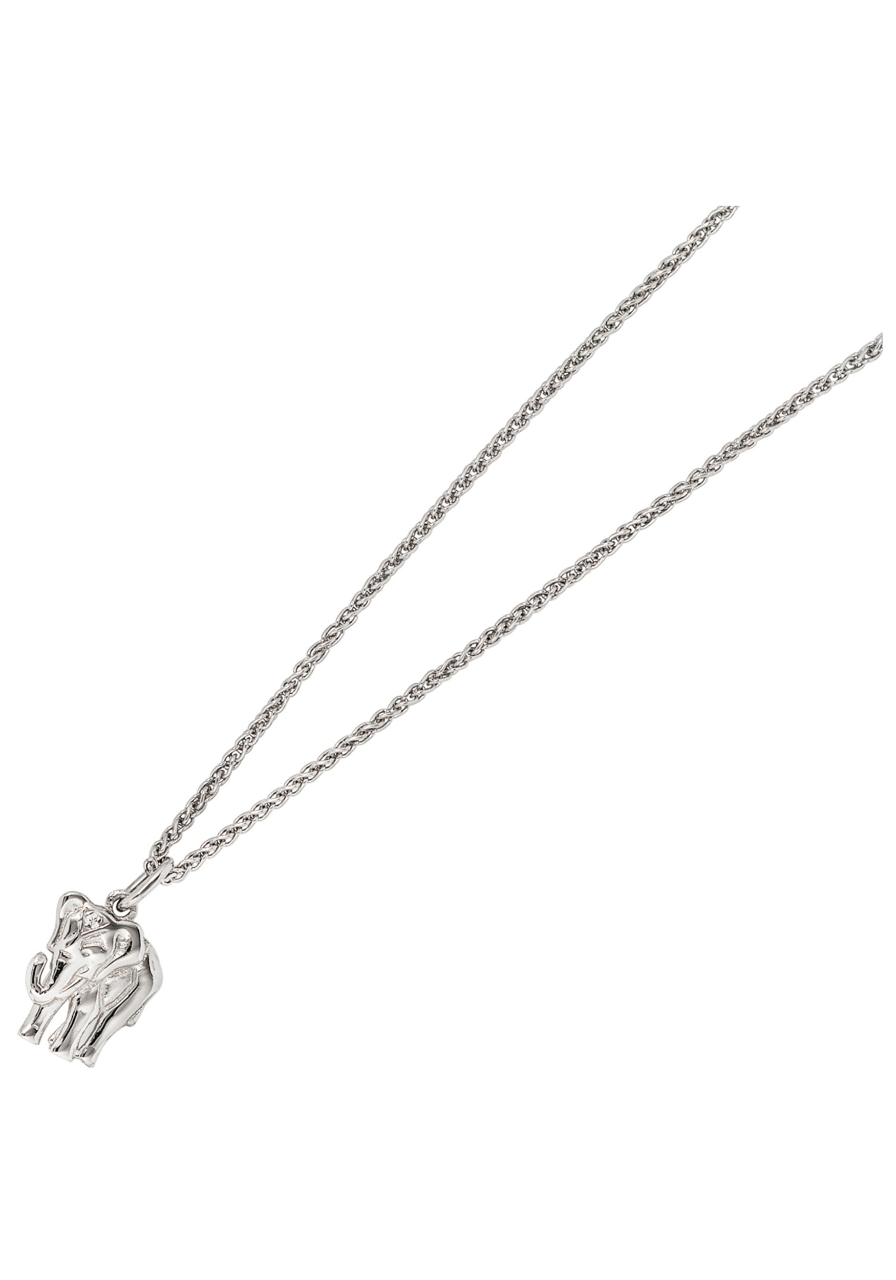 JOBO Kettenanhänger »Anhänger Elefant«, 585 Weißgold mit 1 Diamant