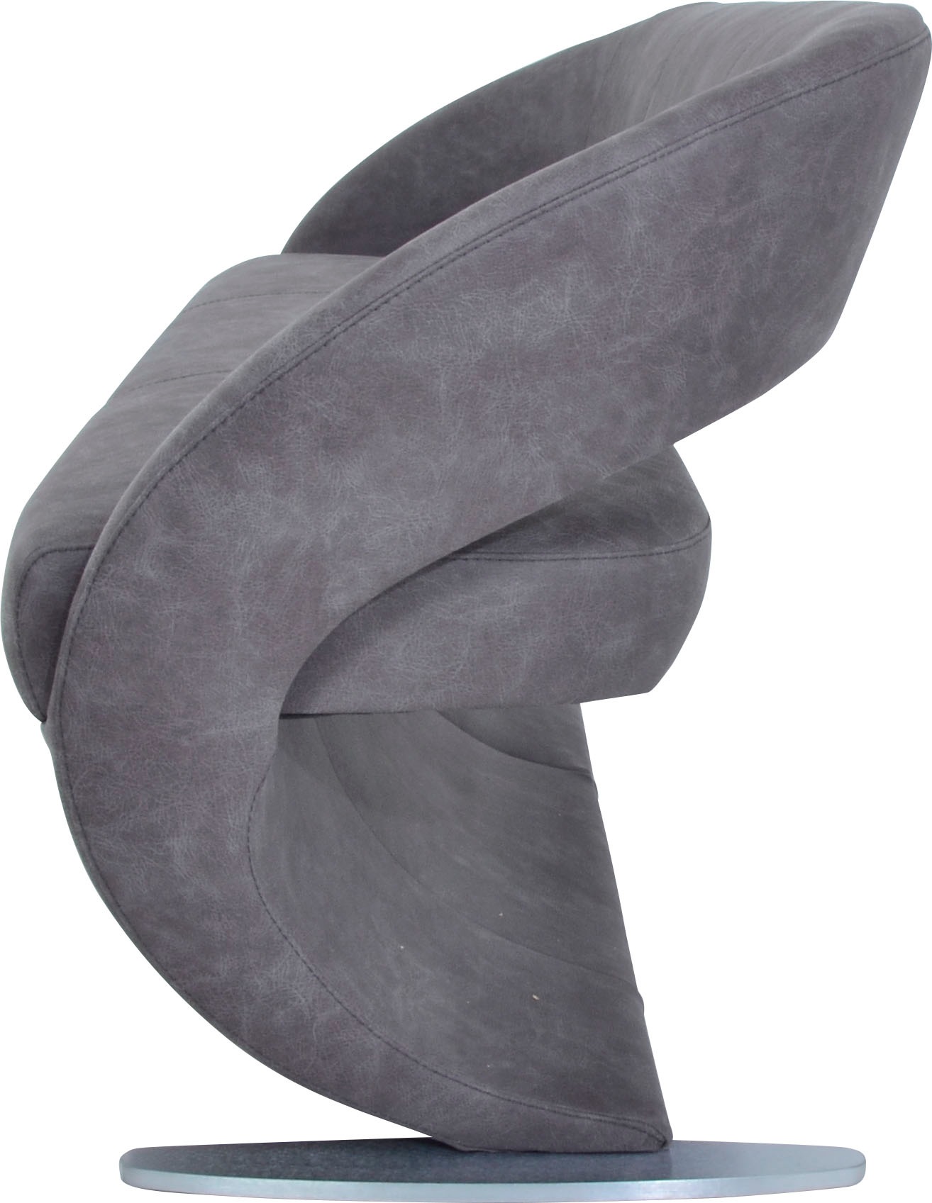 Polsterbank K+W KOMFORT & WOHNEN "Wave", grau (anthrazit 88), B:204cm H:83cm T:68cm, Bronco: Nappaleder pigmentiert, Dickleder, 1, 3/1, 5mm, mit rustikal gekörnten Narbenbild; 785: Microfaser, 100% Polyester, Sitzbänke, Polsterbank, in geschwungener Optik 3