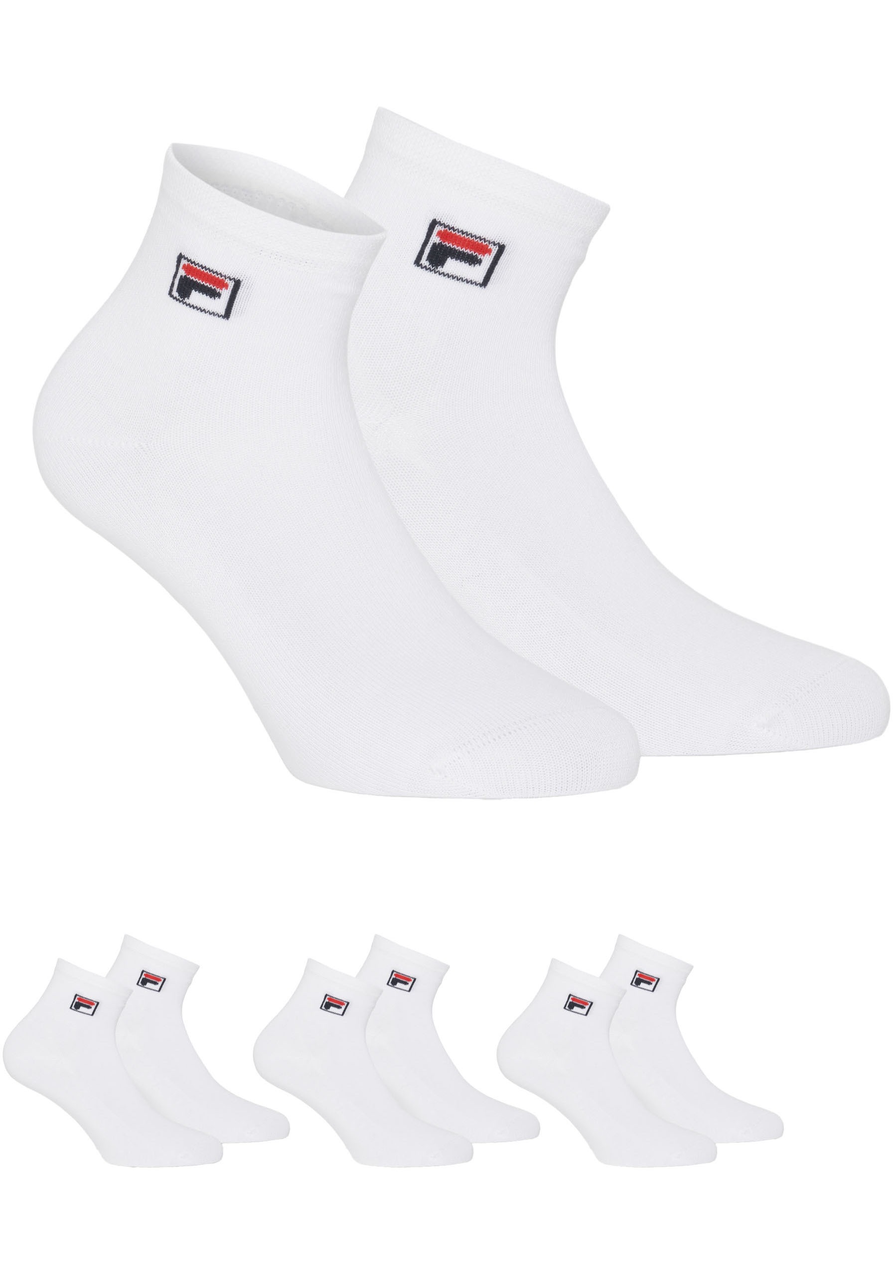 Fila Kurzsocken "UNISEX QUARTER PLAIN SOCKS", (3 Paar), mit eingestrickem L günstig online kaufen