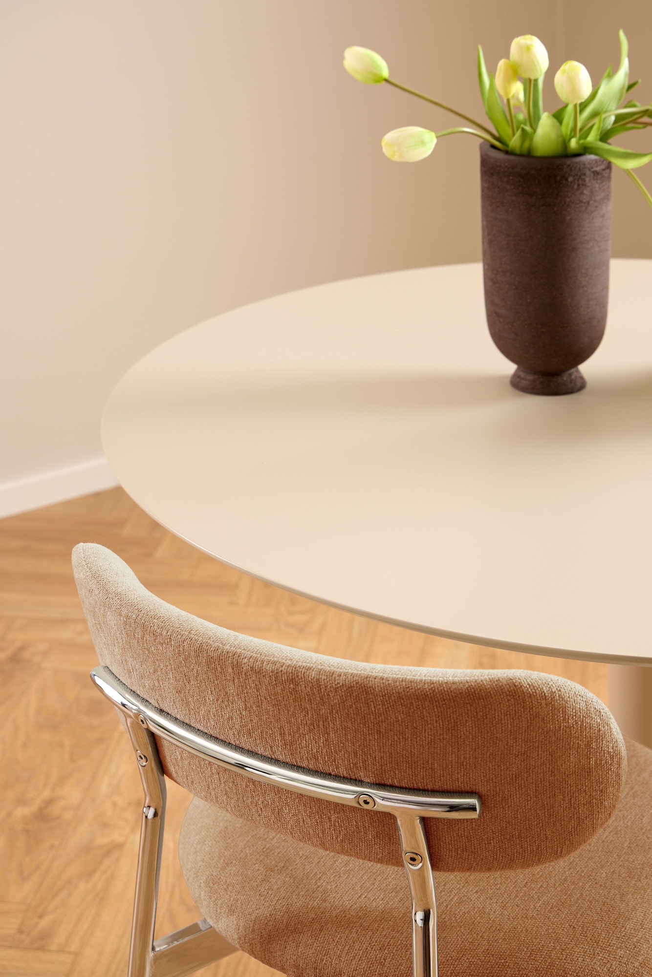 ACTONA GROUP Esszimmerstuhl »Lyric, Küchenstuhl, mit gepolsterter Sitzfläche« (Set) 2 Stk.Stuhl, Chenille, Retro-Futur, Chromstahlgestell, FSC™