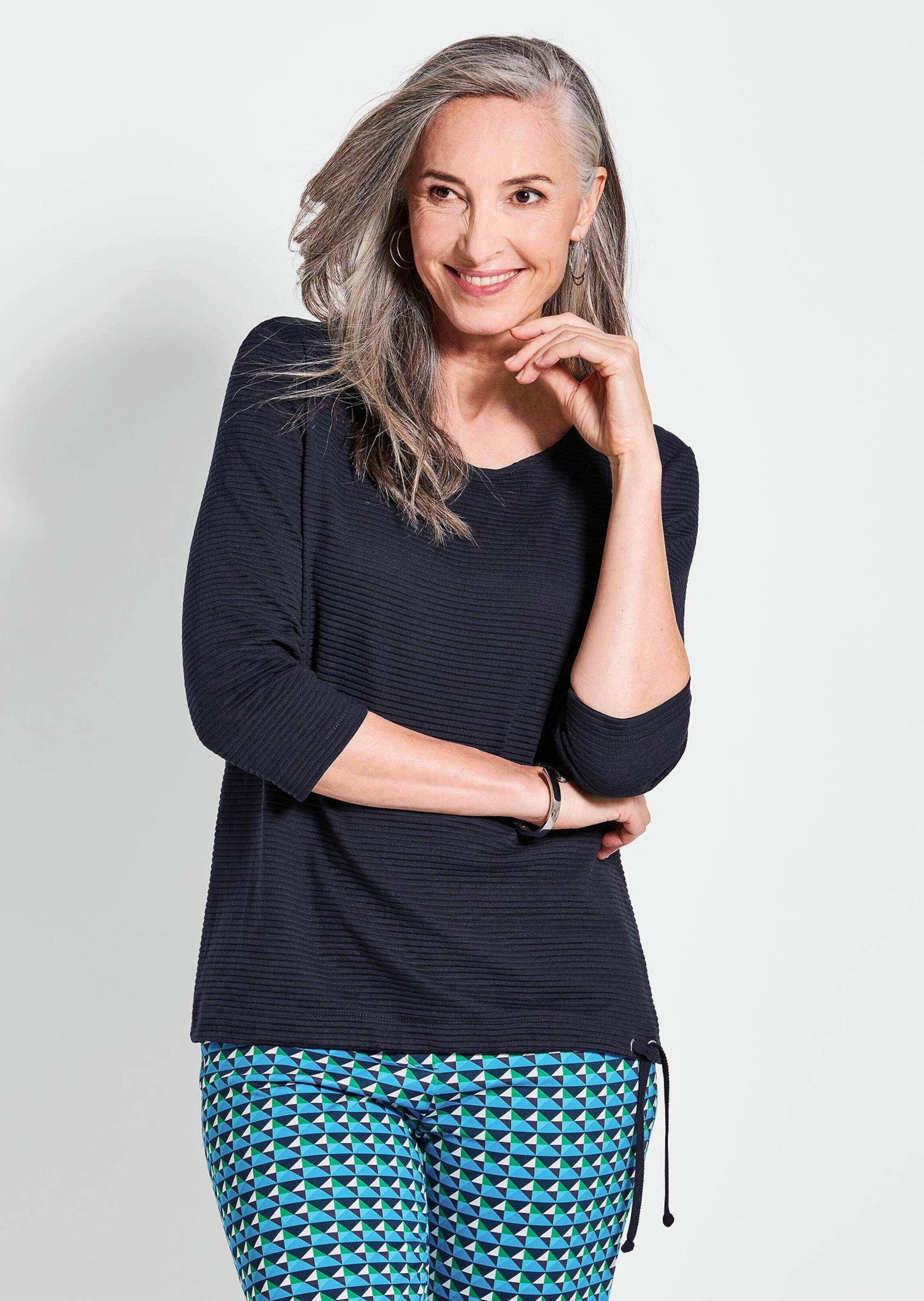 GOLDNER Kurzarmshirt "Kurzgröße Gerades, bequemes Halbarm T-Shirt" Saum mit günstig online kaufen