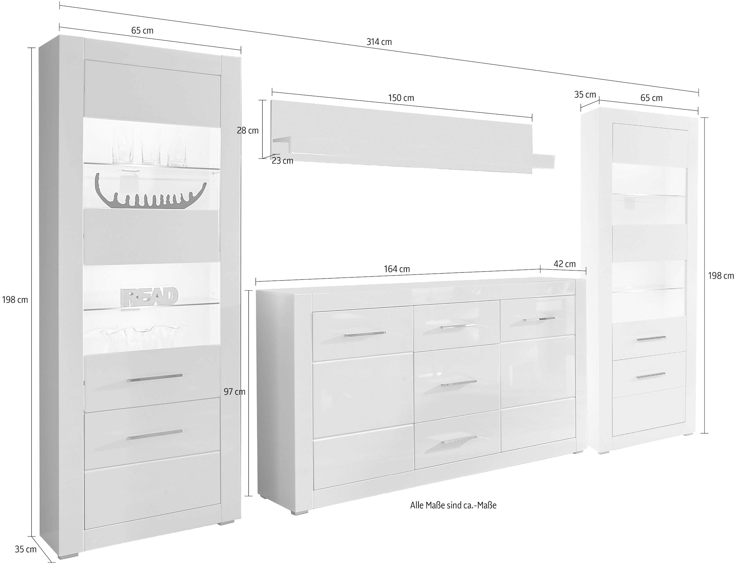 INOSIGN Wohnwand »BIANCO«, (Set, 4 St.)