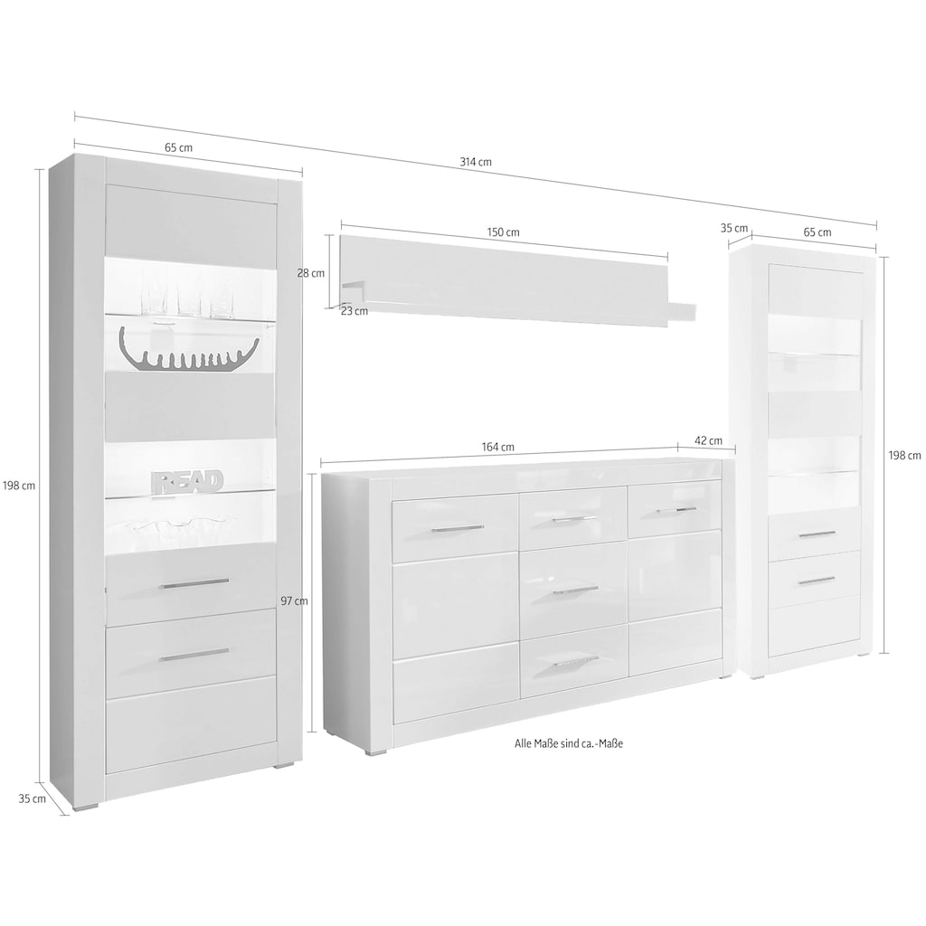 INOSIGN Wohnwand »BIANCO«, (Set, 4 St.)