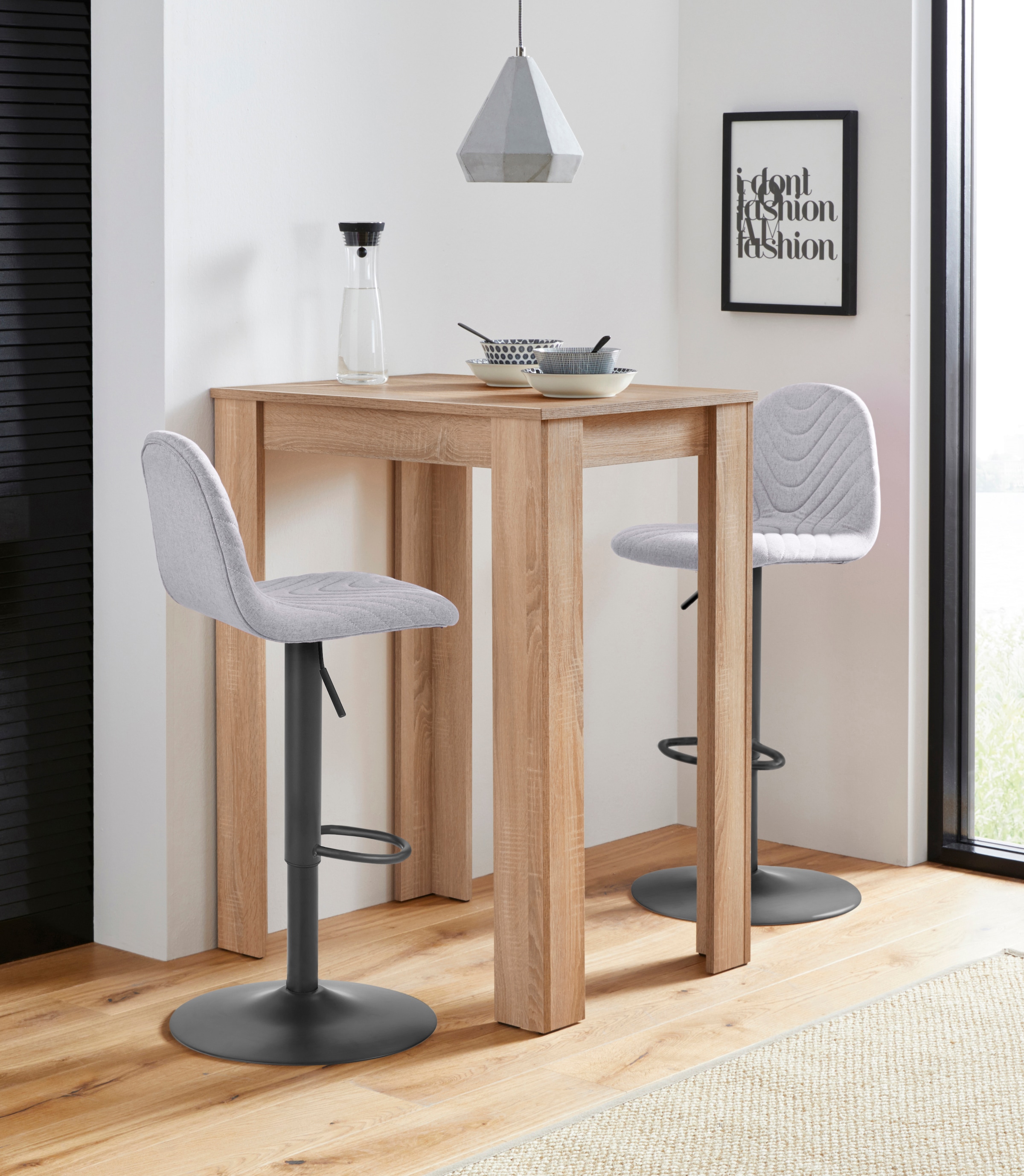 Homexperts Bargruppe »Nika-Circus 2«, (Set, 3 tlg., Tisch mit 2 Barhockern)