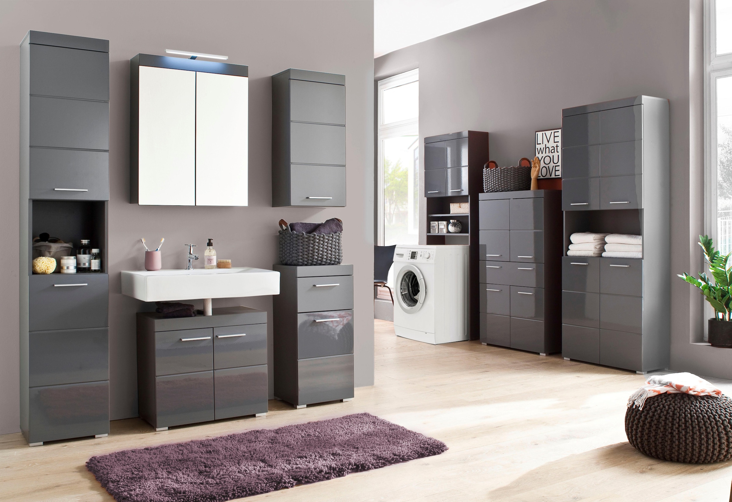 INOSIGN Midischrank »Avena«, Badschrank mit einer Schublade und 4 Türen - Maße (B/T/H) 73/31/130 cm