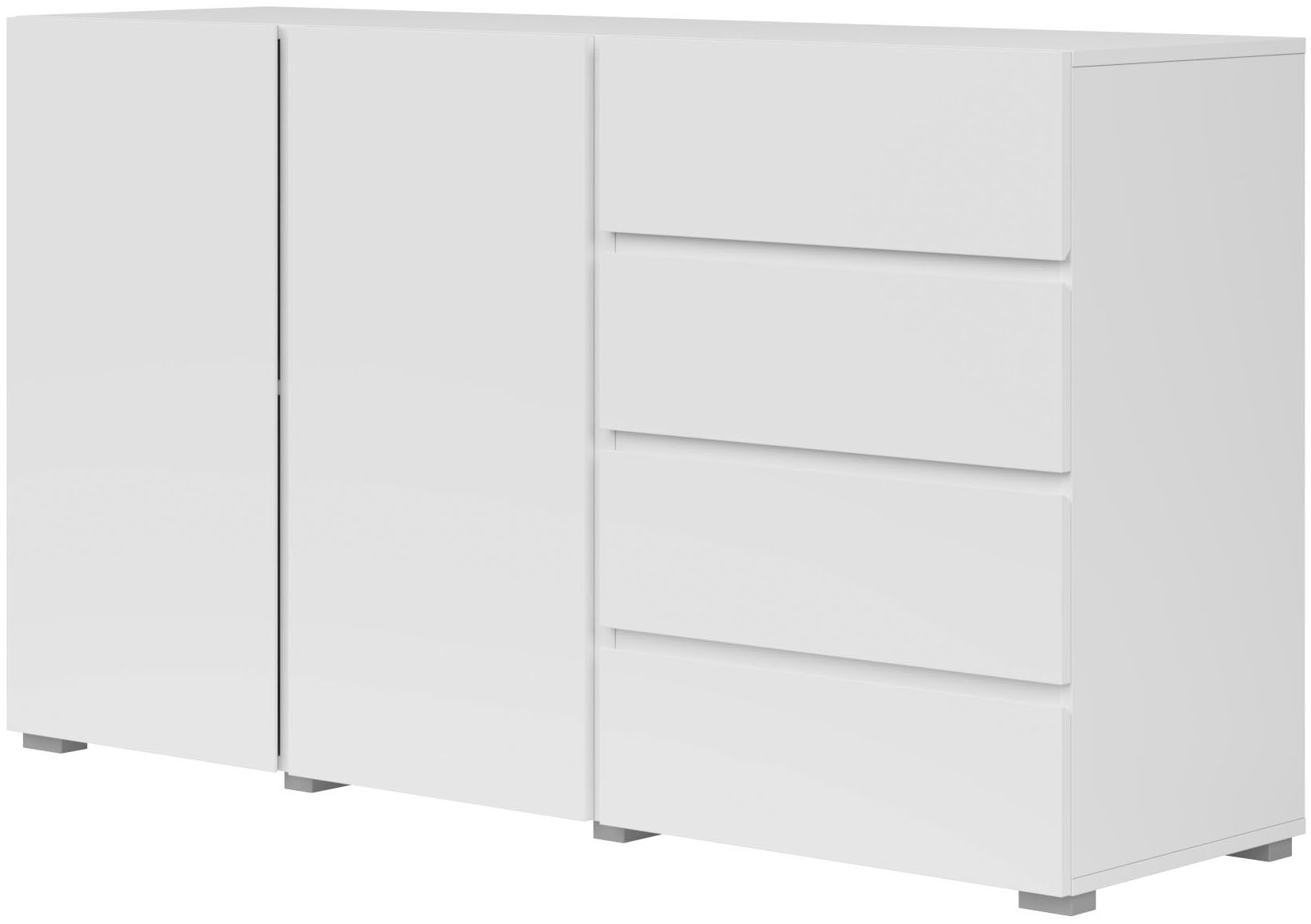 INOSIGN Sideboard »Asymetric, Breite 138 cm, grifflose Kommode 2 Türen/4 Schubkästen«, Schubladenschrank mit viel Stauraum, Einlegeböden verstellbar