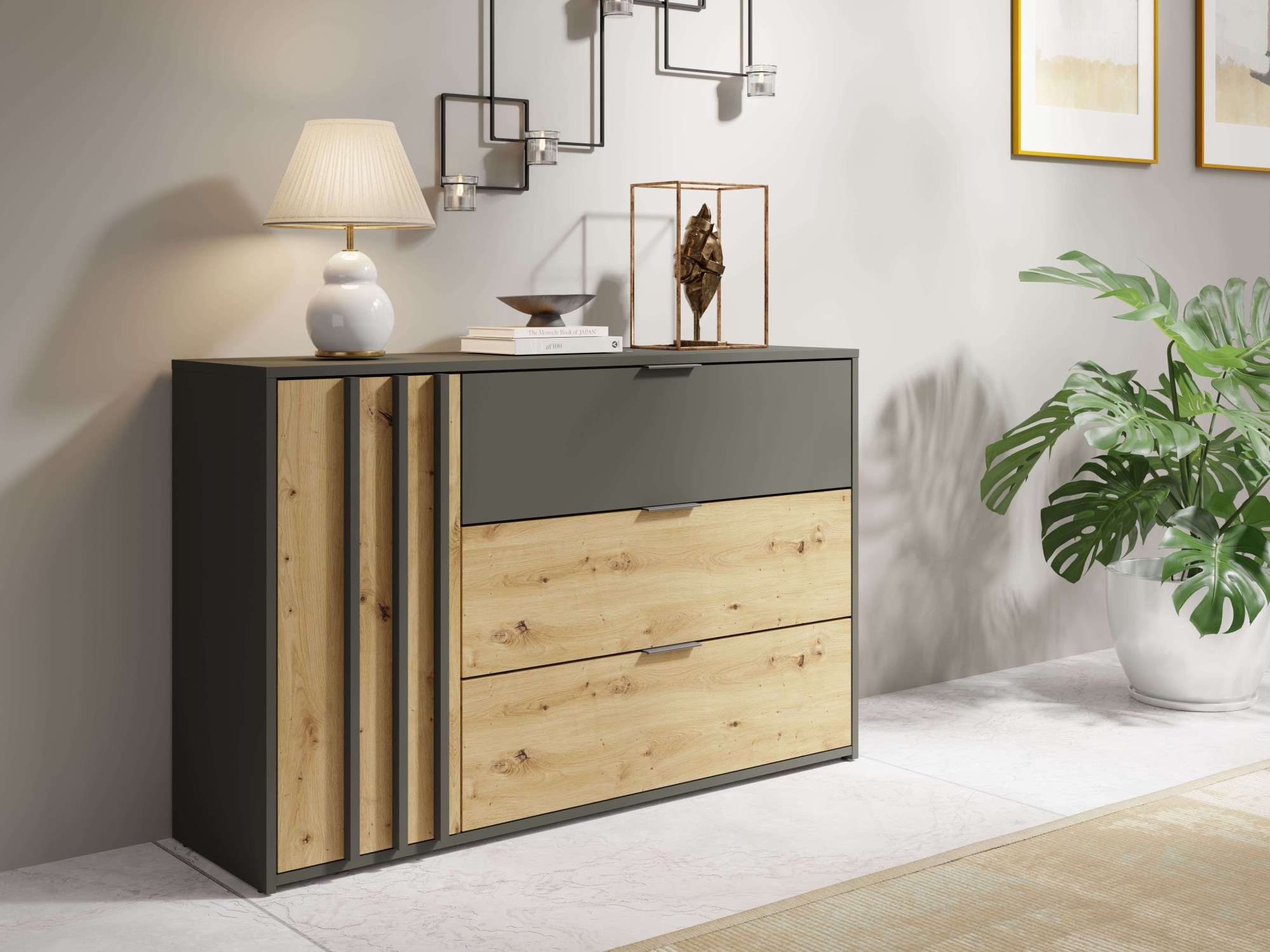 Home affaire Kommode "Kommode Loreto mit 3 Schubladen und eine Tür, B/T/H 1 günstig online kaufen