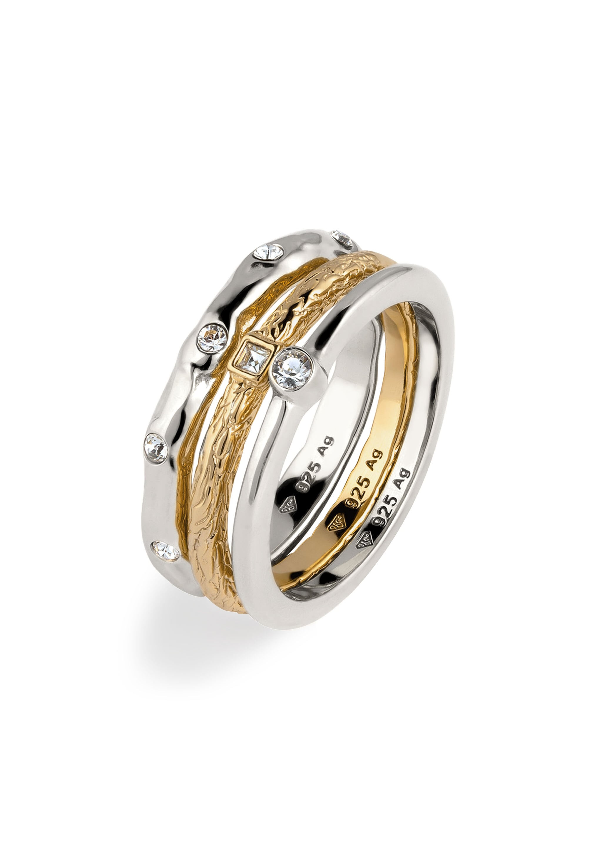 Elli Ring-Set »Ring Ringset Weiß (3 tlg.) 925 Sterling Silber, mit Kristallen von Swarovski®«