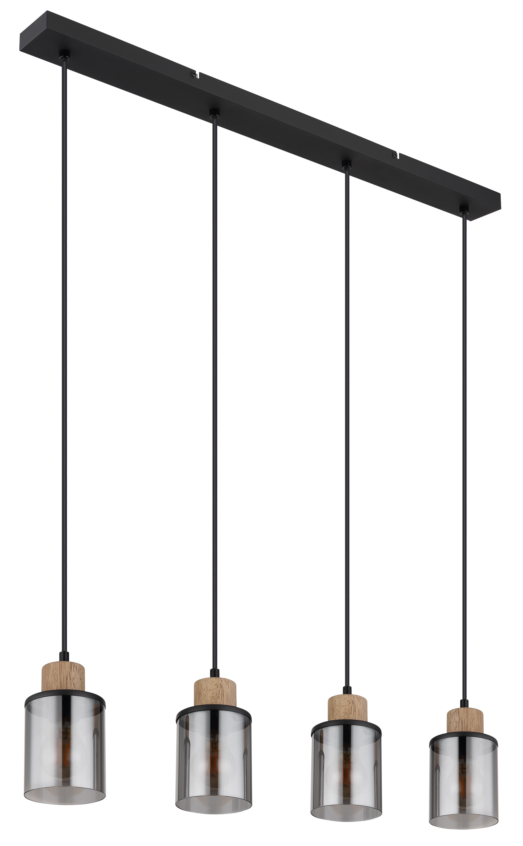 GLOBO LIGHTING Hängeleuchte »REID« E27 1 Stk. Hängeleuchte Schwarz/Holz, Rauchglas, E27