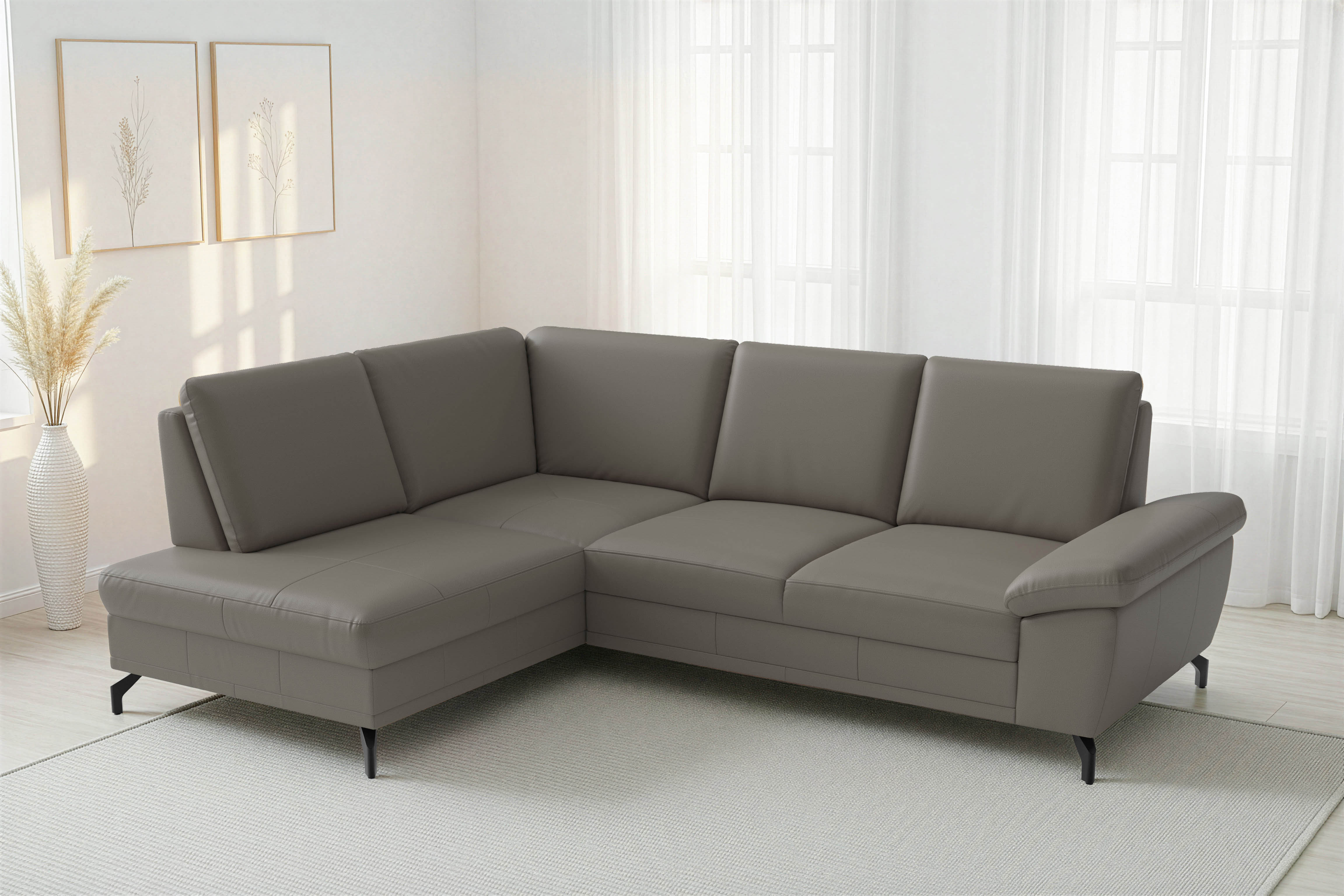 sit&more Ecksofa "Chelsea L-Form, B: 249 cm, Armteil- & Sitztiefenverstellung, Leder" optional mit Schlaffunktion und Bettkasten