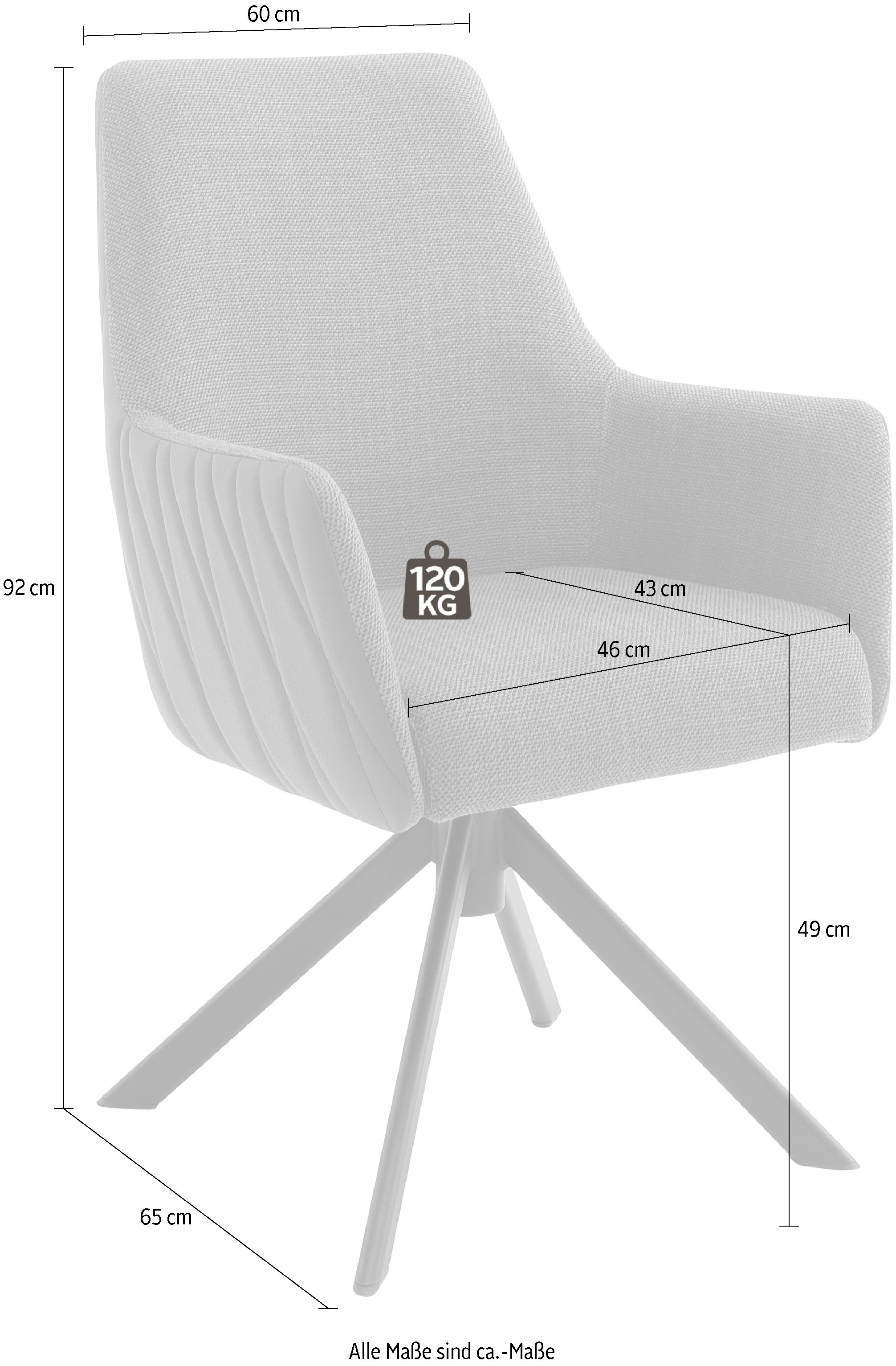 MCA furniture 4-Fußstuhl »Reynosa«, (Set), 2 St., Esszimmerstuhl 360°drehbar mit Nivellierung, Belastbar bis 120 kg