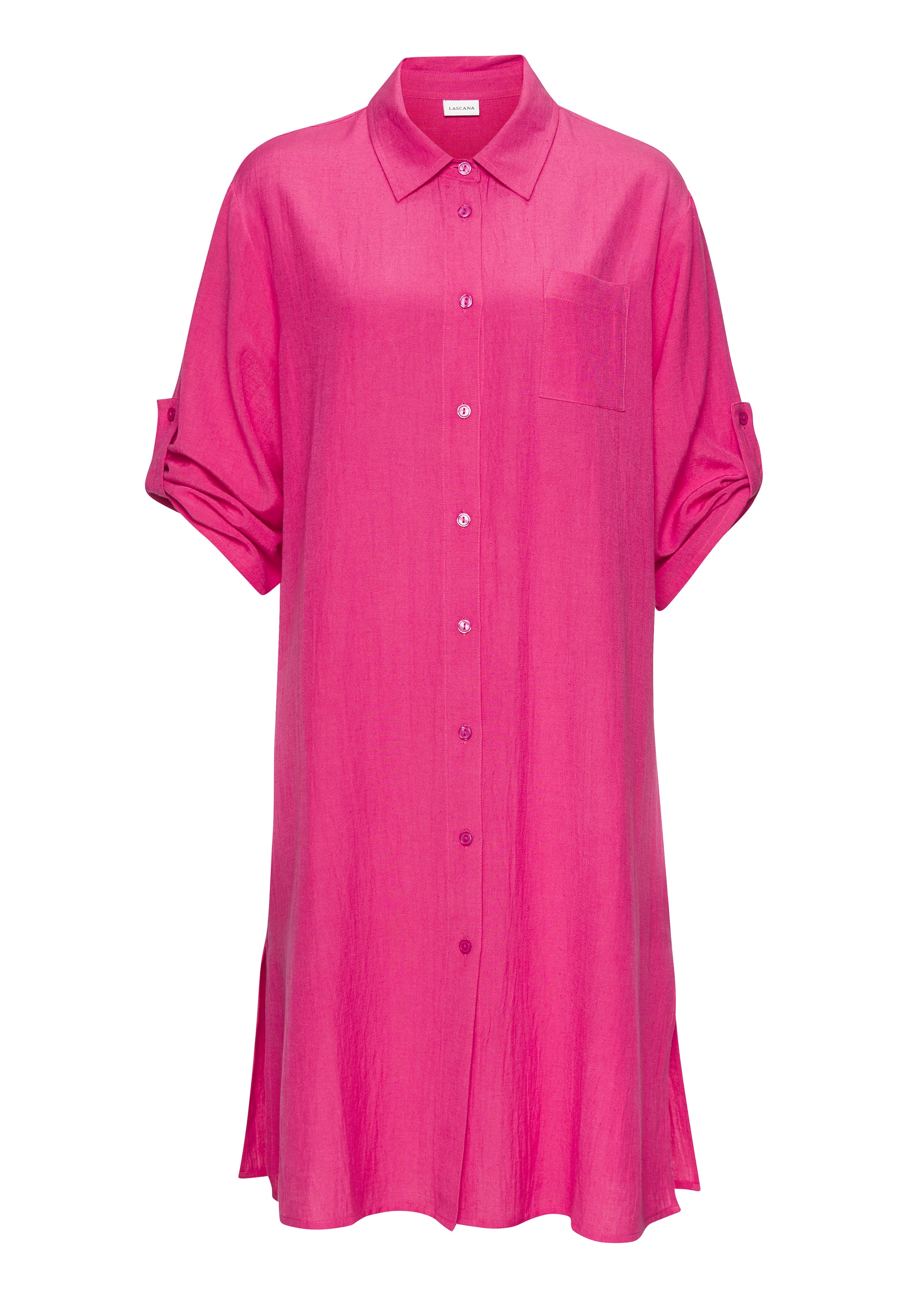LASCANA Longbluse, aus leichter Webware mit Leinenanteil, luftiges Blusenkleid