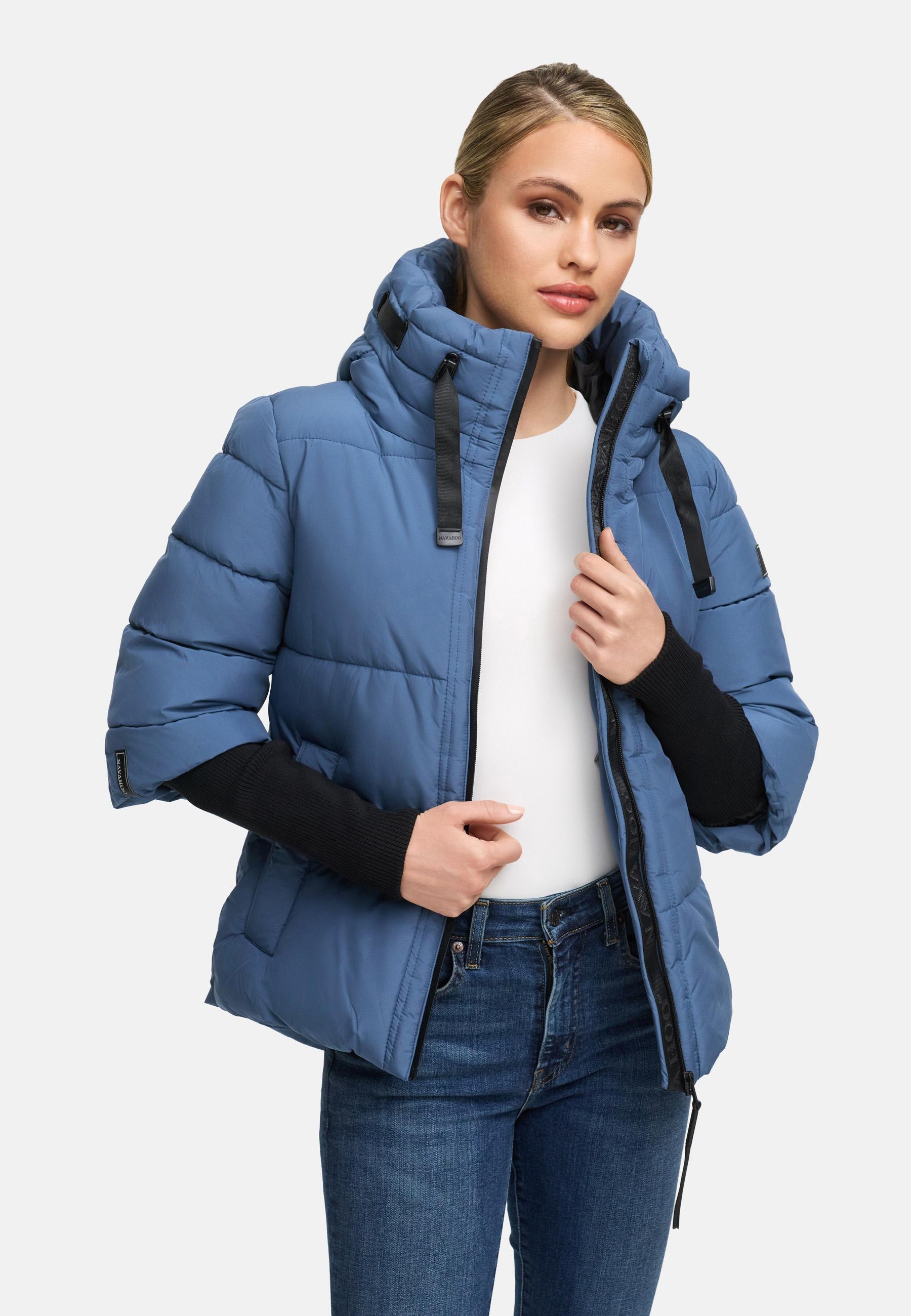 Navahoo Steppjacke »Lotusherz XIV«, mit Kapuze, Warme gesteppte Winterjacke mit Rippstrickärmeln