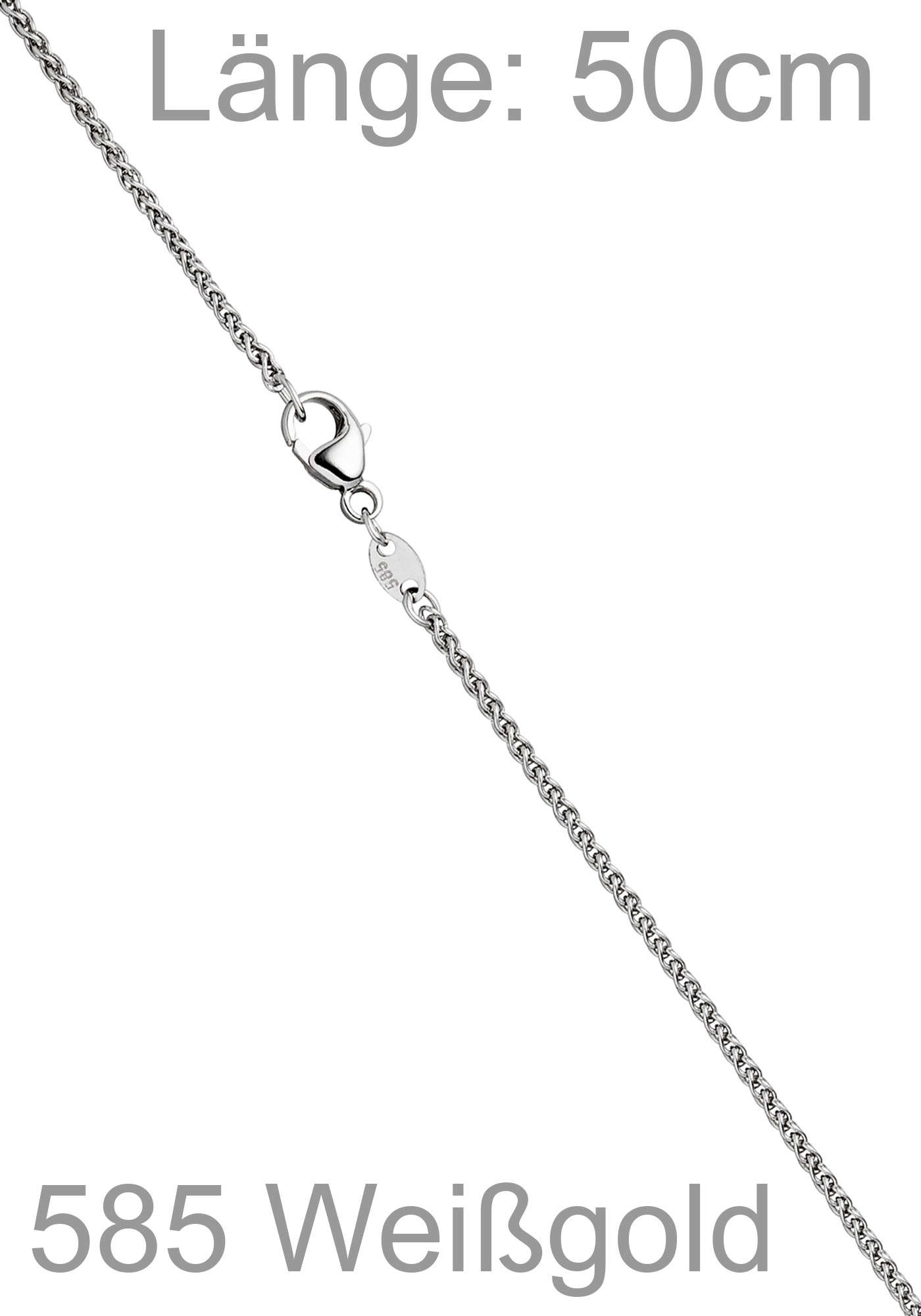 JOBO Kette ohne Anhänger »Zopfkette« 585 Weißgold 1,8 mm 50 cm