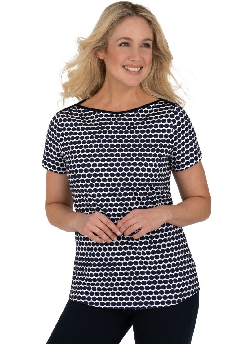 Trigema T-Shirt "TRIGEMA T-Shirt mit schickem Pünktchen-Muster" 1 Stk. günstig online kaufen