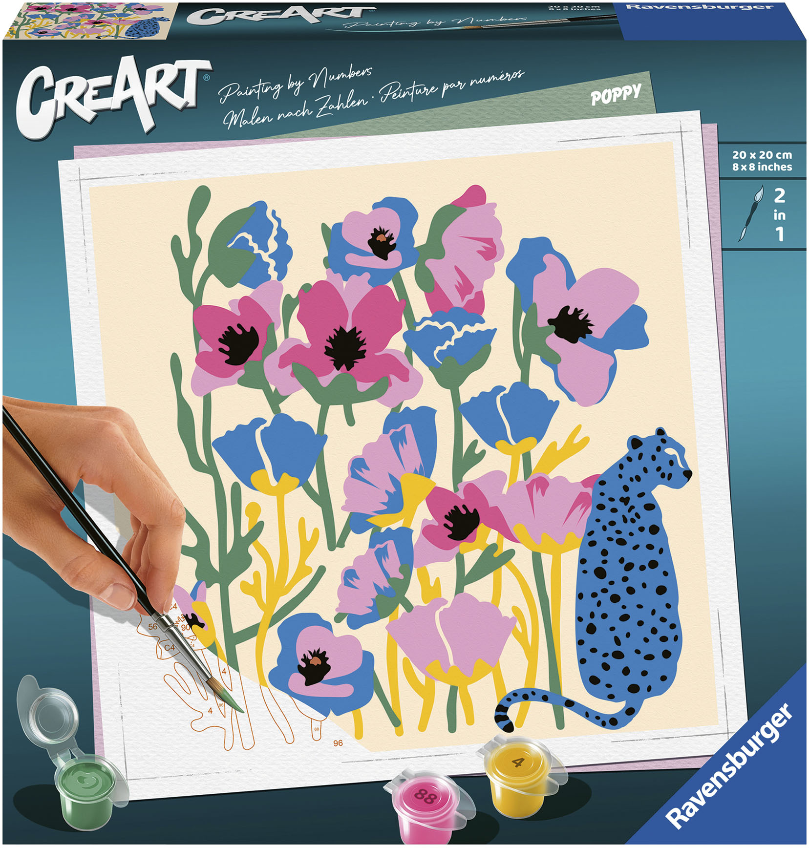 RAVENSBURGER Kinder Malen nach Zahlen "CreArt, Poppy", bunt, B:20cm H:20cm, Malvorlagen, Made in Europe